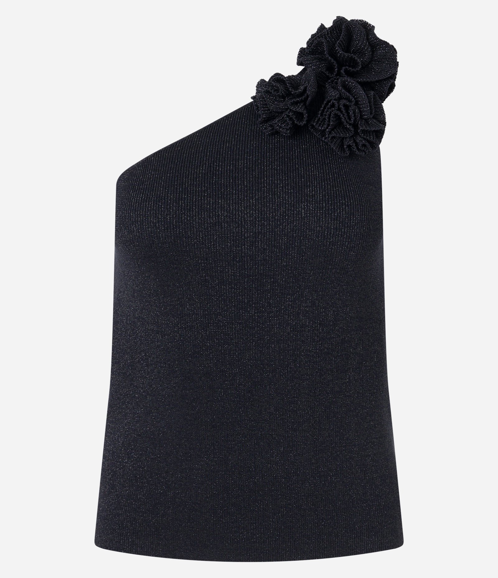 Blusa Ombro Só em Tricô com Flor no Ombro Preto 5