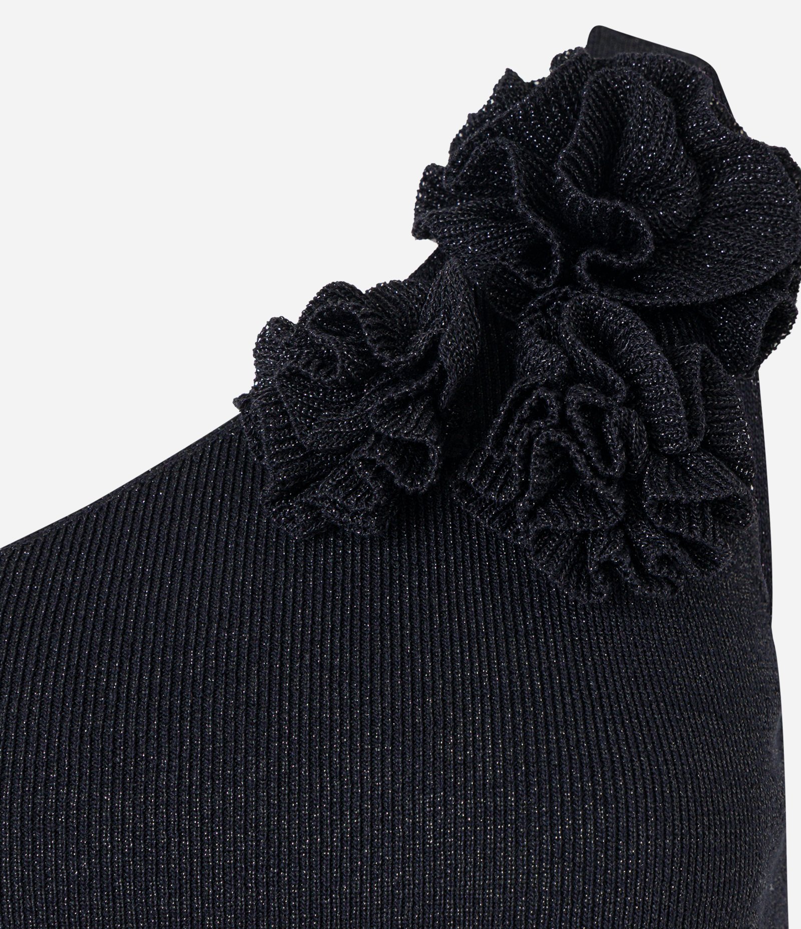 Blusa Ombro Só em Tricô com Flor no Ombro Preto 6