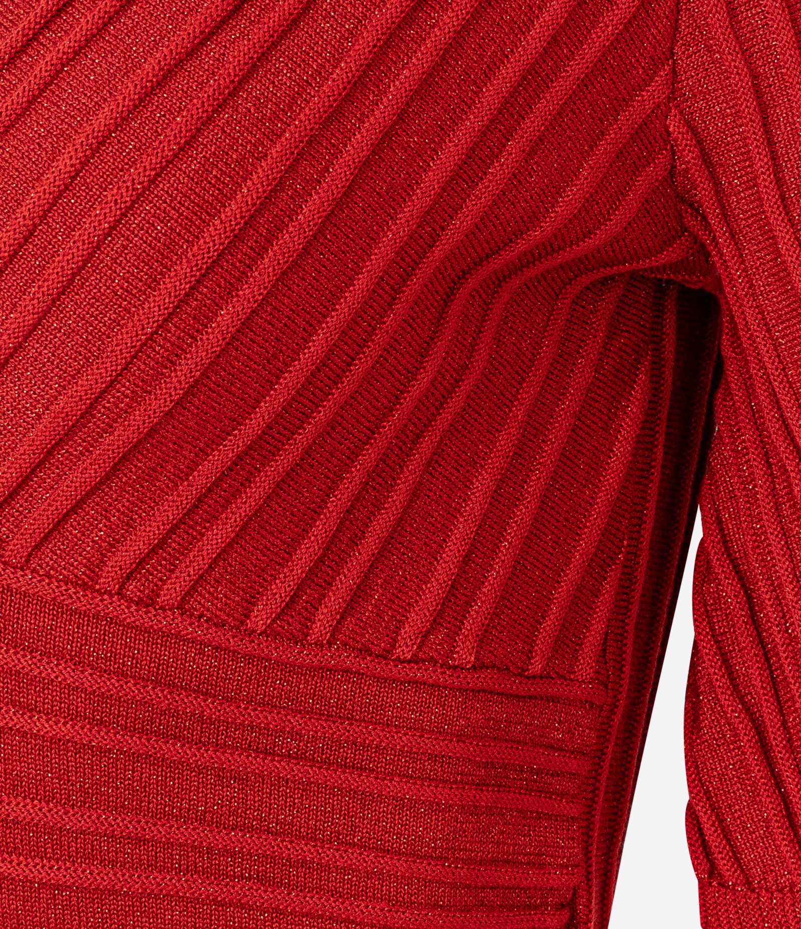 Blusa Texturizada em Tricô com Decote V e Fio Metalizado Vermelho 7