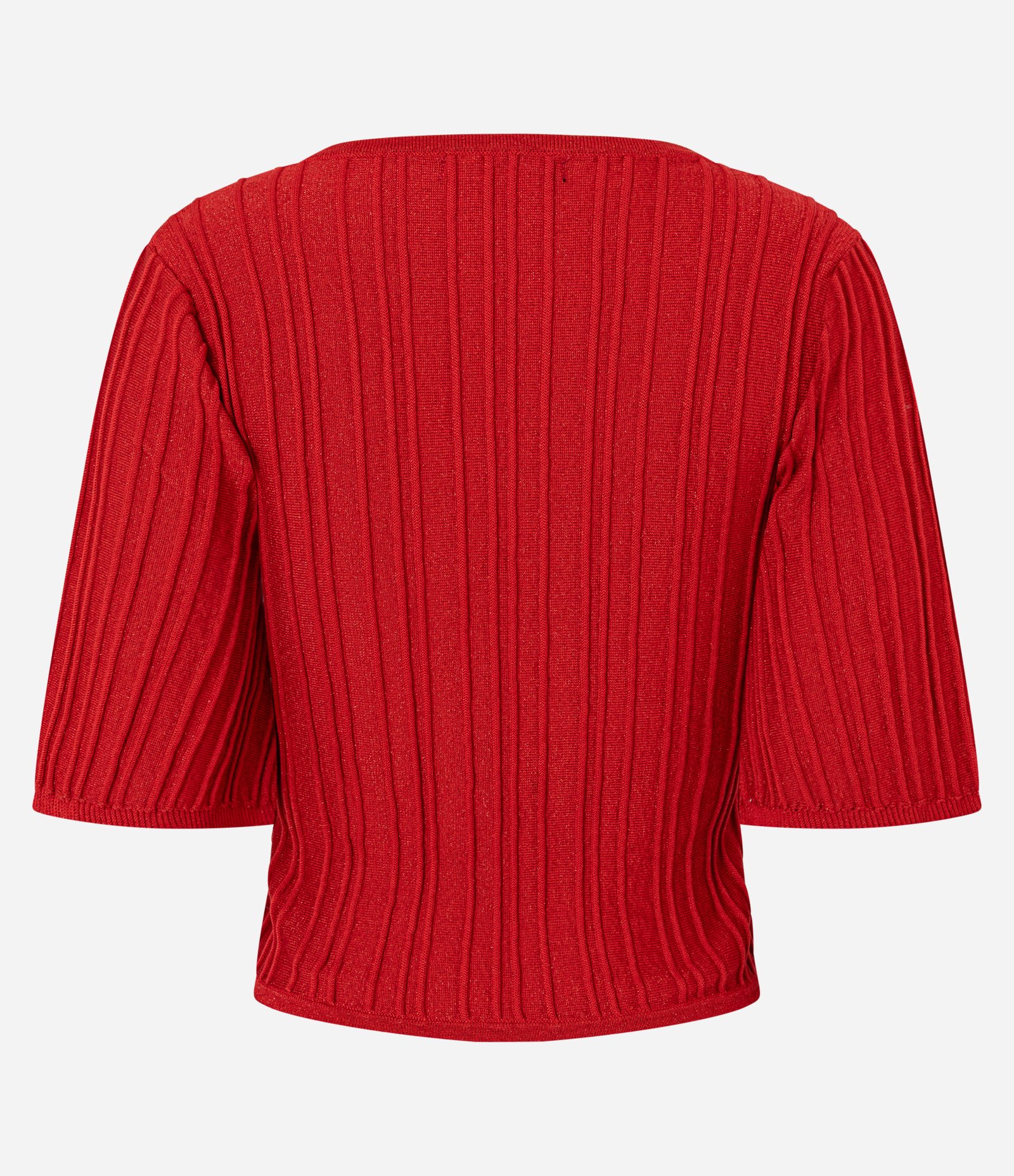 Blusa Texturizada em Tricô com Decote V e Fio Metalizado Vermelho 8