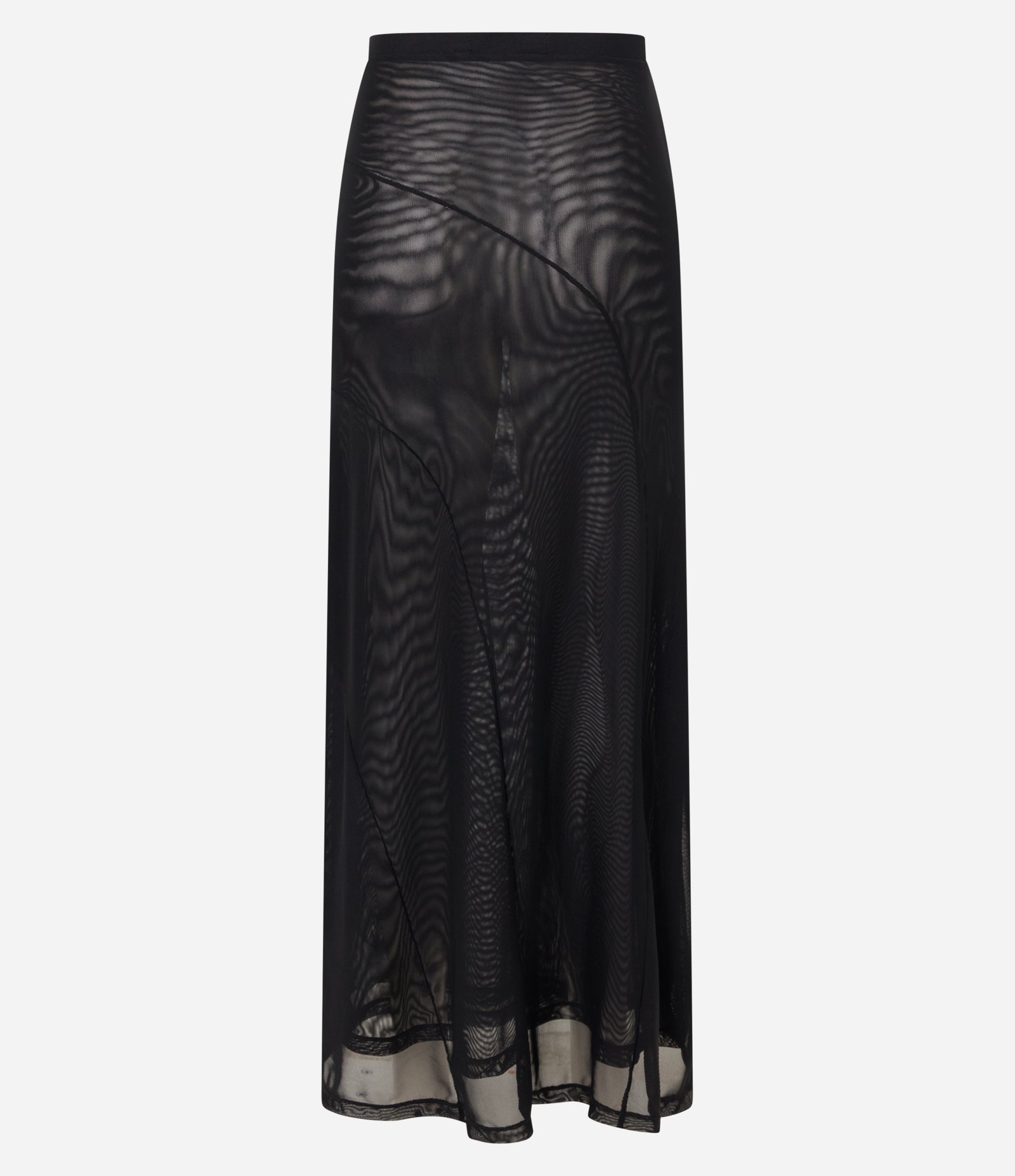 Saia Reta Longa em Tule com Recorte e Fenda Preto 6