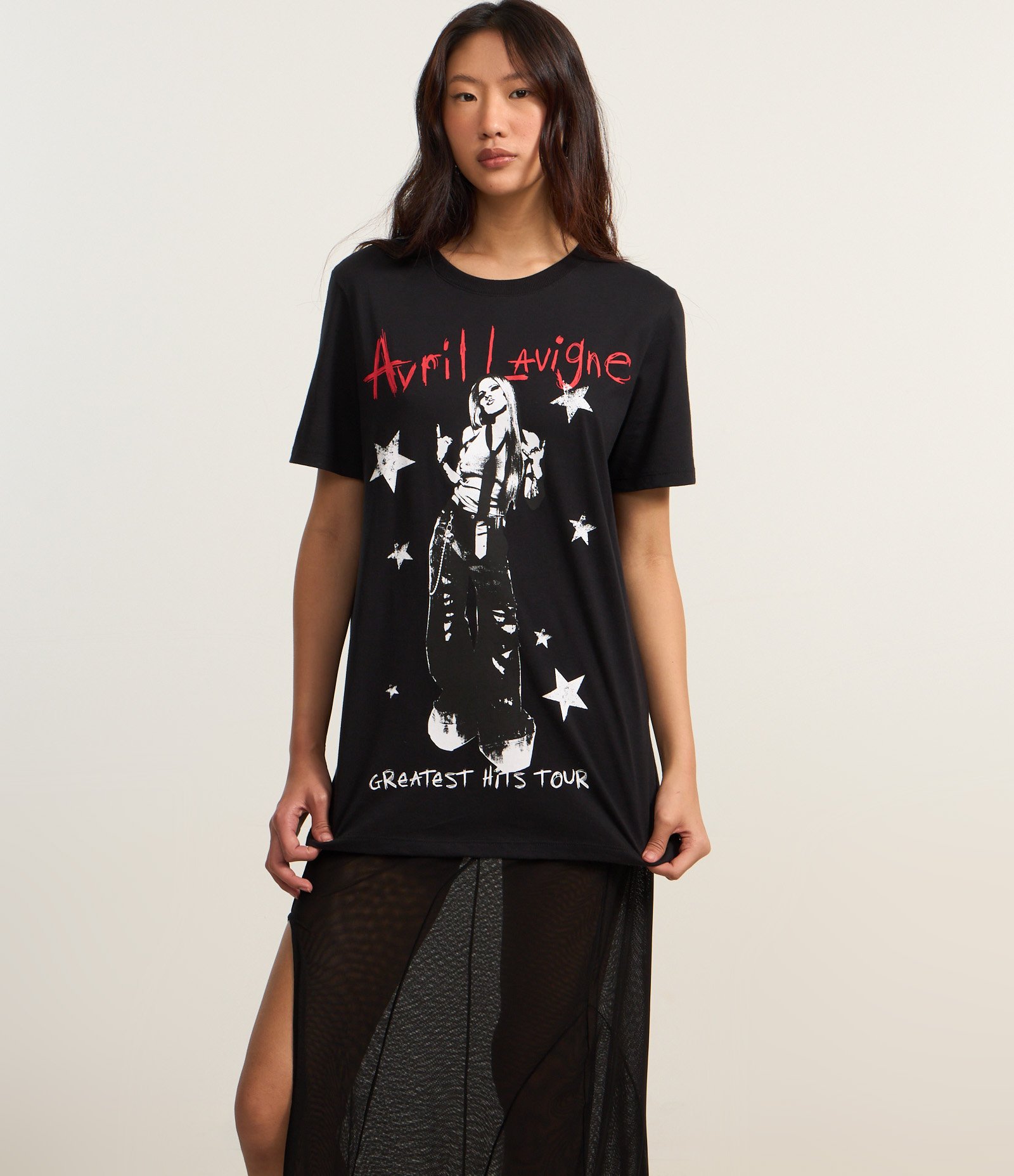 Saia Reta Longa em Tule com Recorte e Fenda Preto 2