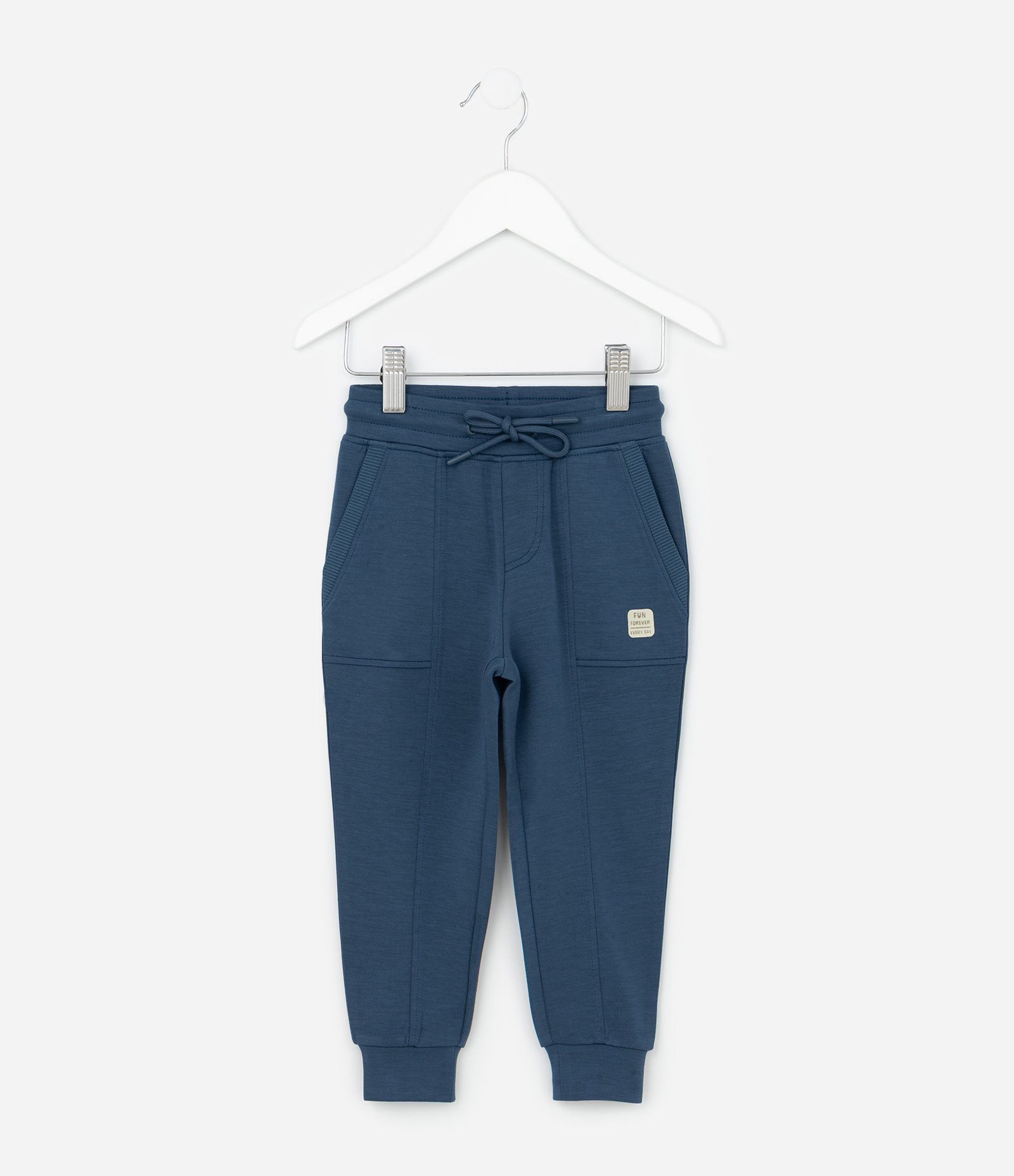 Calça Infantil em Modal com Recortes e Bolsos - Tam 1 a 6 Anos Azul Escuro 1
