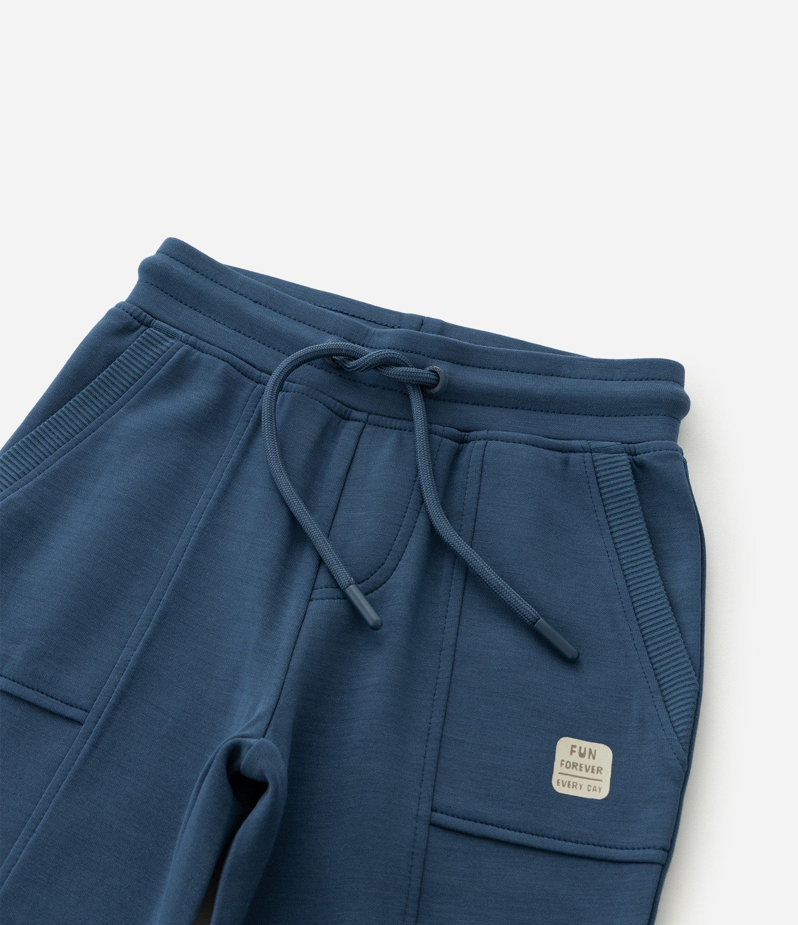 Calça Infantil em Modal com Recortes e Bolsos - Tam 1 a 6 Anos Azul Escuro 5