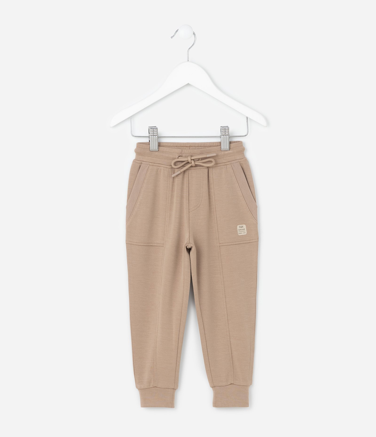 Calça Infantil em Modal com Recortes e Bolsos - Tam 1 a 6 Anos Bege 1