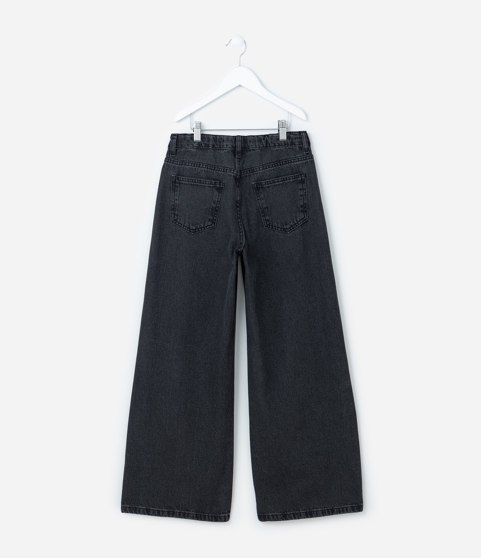 Calça Wide Leg Infantil Jeans com Brilhos - Tam 5 a 14 Anos Preto 2