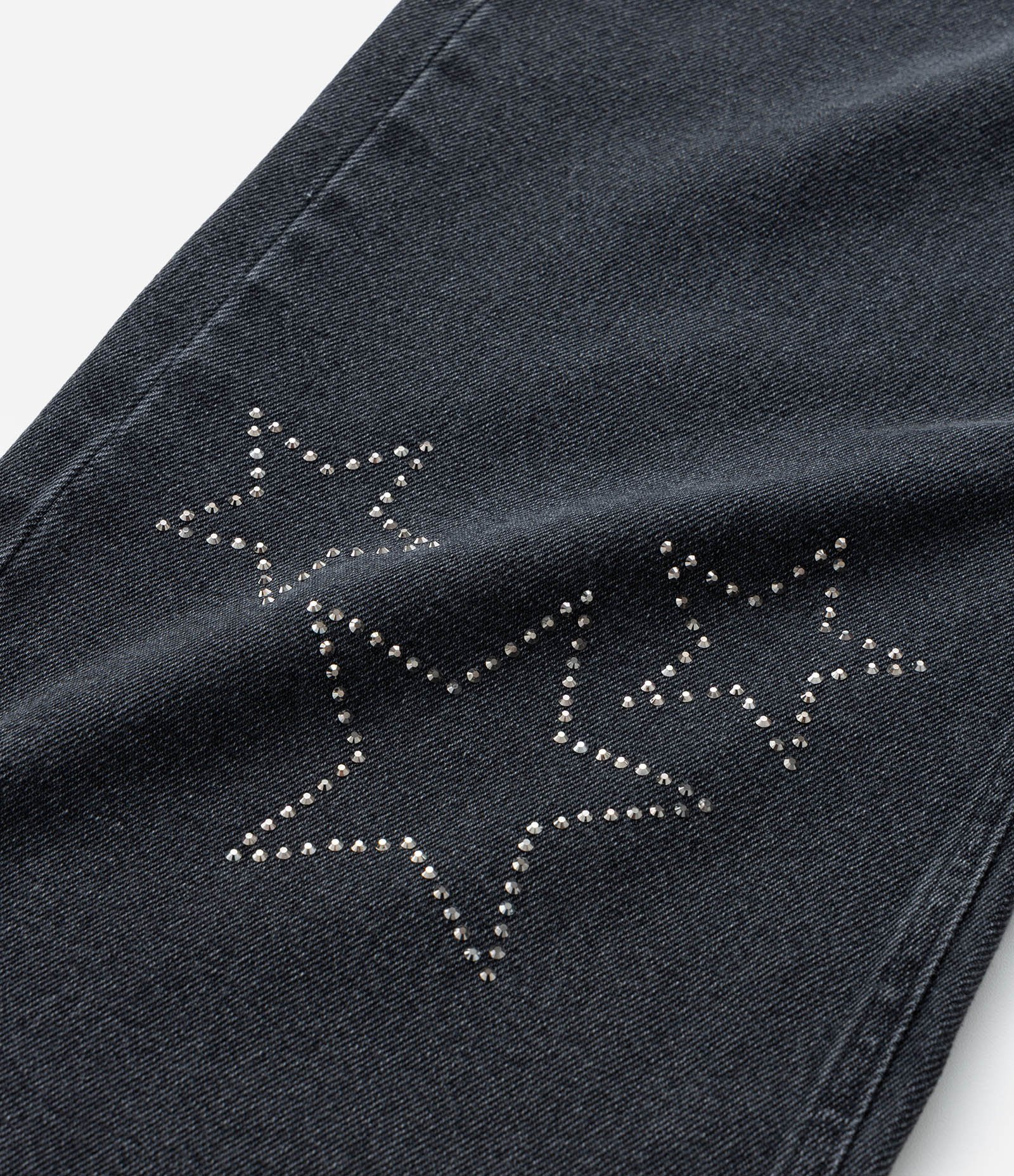 Calça Wide Leg Infantil Jeans com Brilhos - Tam 5 a 14 Anos Preto 7