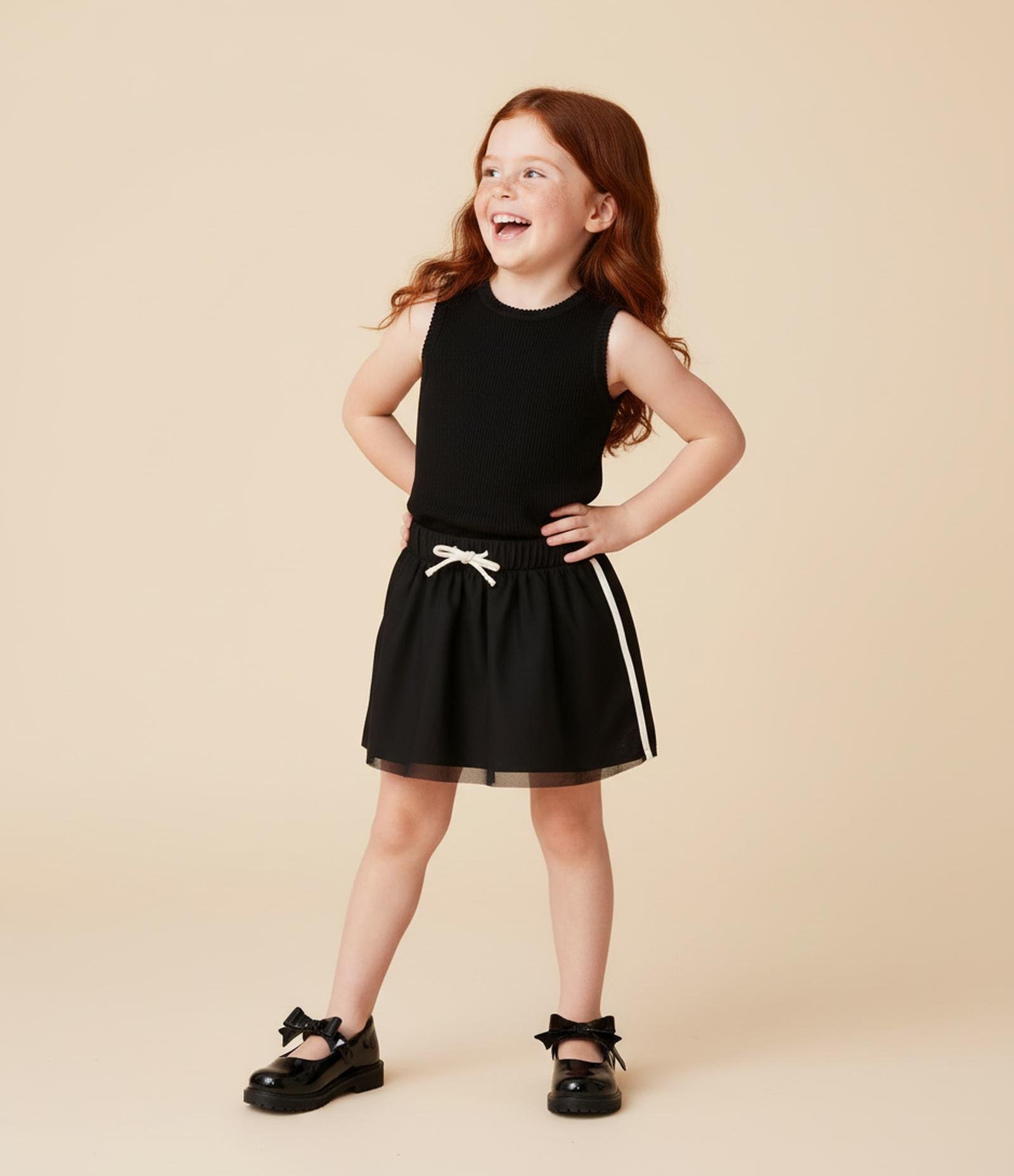 Saia Infantil em Tule com Listra Contrastante - Tam 1 a 6 Anos Preto 1