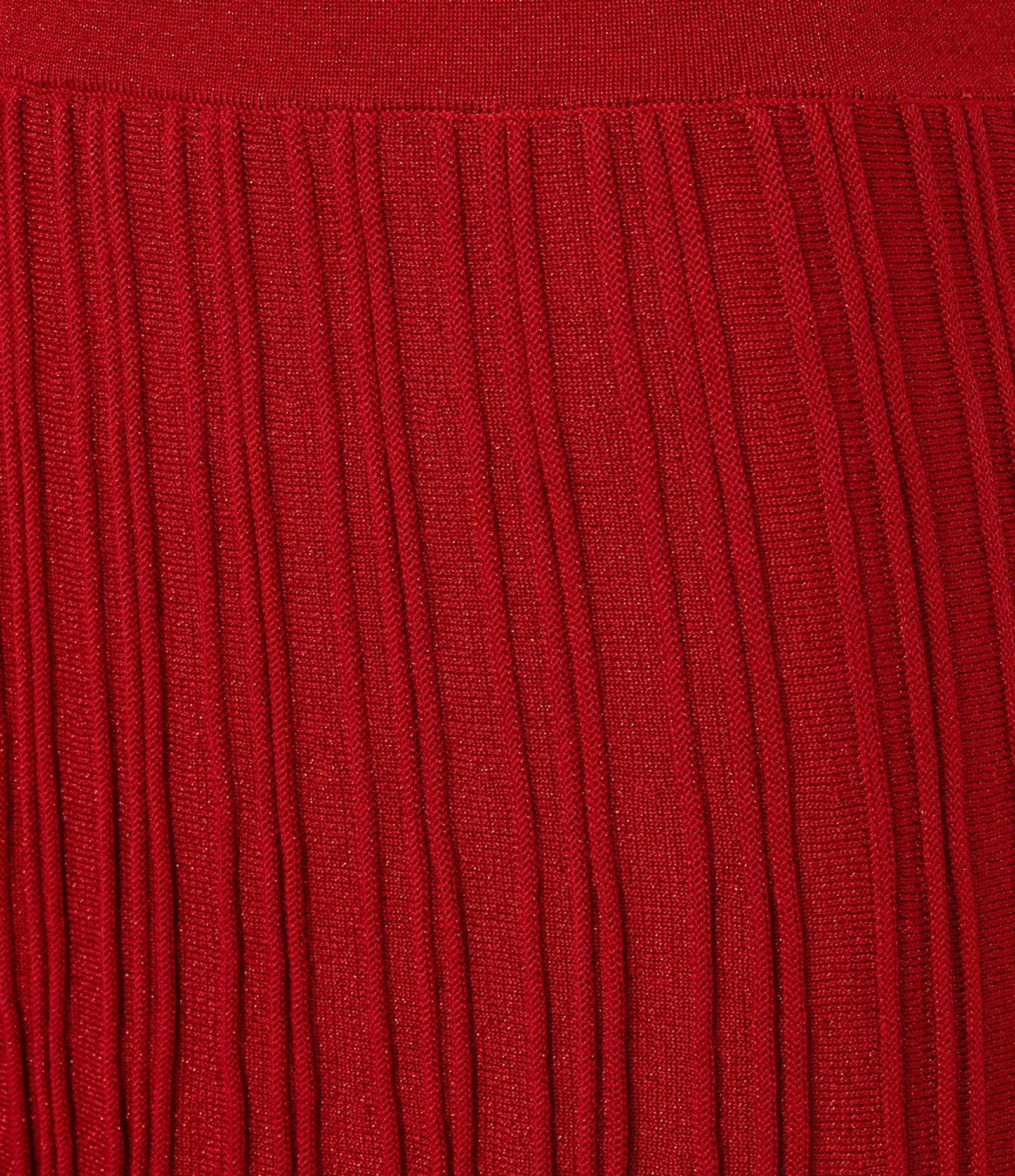 Saia Evasê Long Midi em Tricô com Frisos Vermelho 9