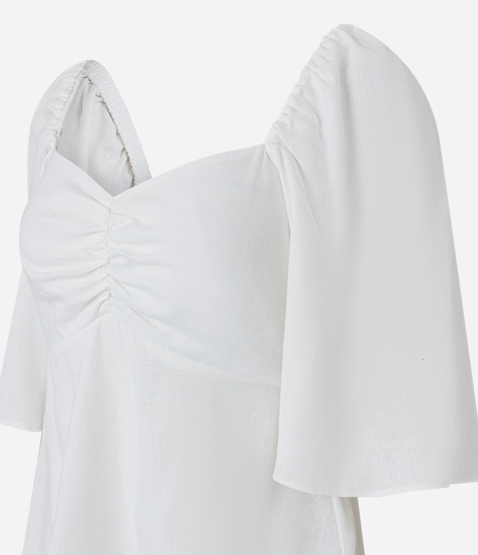 Blusa em Viscolinho com Decote Coração e Lastex Branco 6