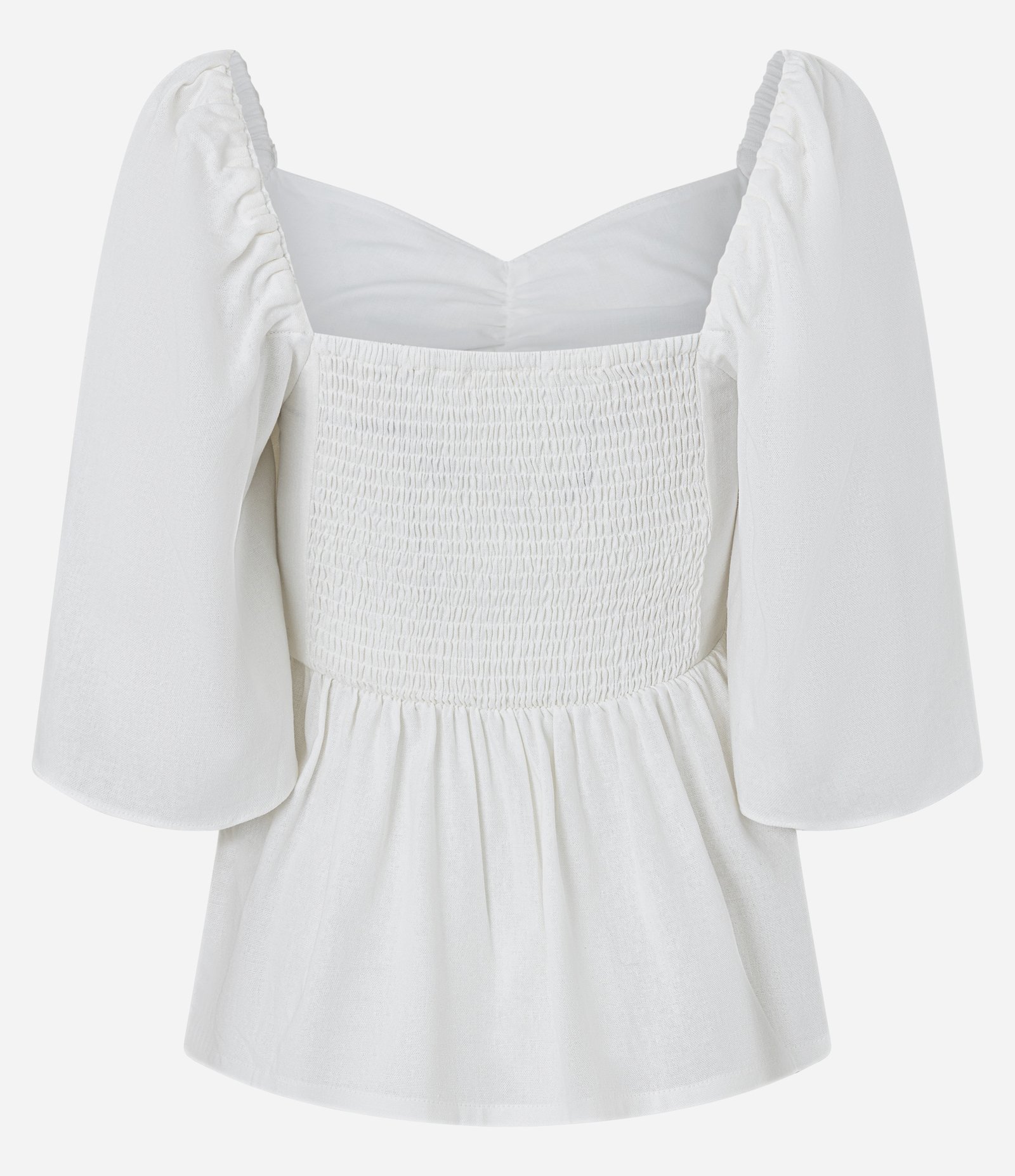 Blusa em Viscolinho com Decote Coração e Lastex Branco 8