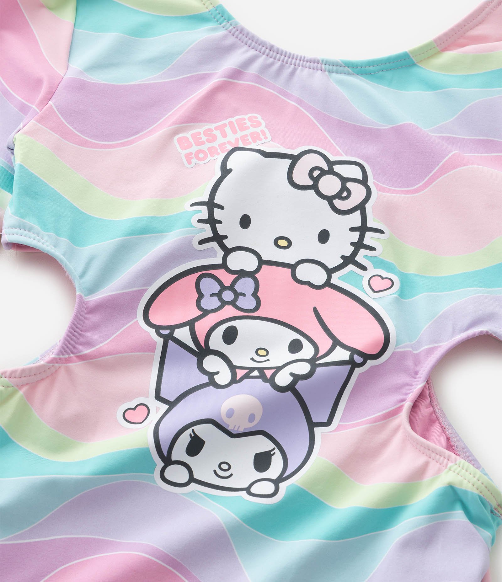 Maiô Infantil com Proteção UV e Estampa Hello Kitty e Amigas - Tam 5 a 14 Anos Rosa/Azul 8