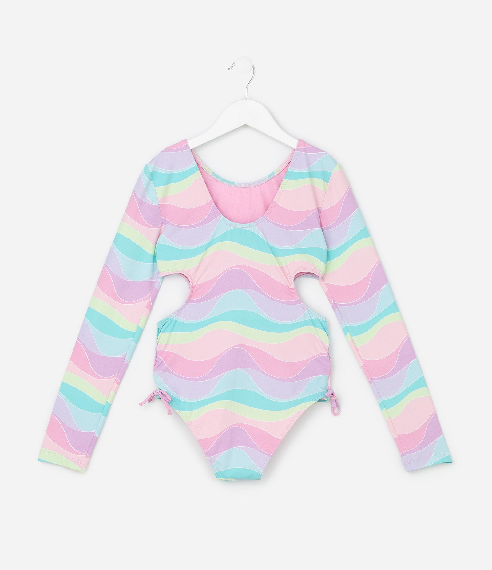 Maiô Infantil com Proteção UV e Estampa Hello Kitty e Amigas - Tam 5 a 14 Anos Rosa/Azul 2