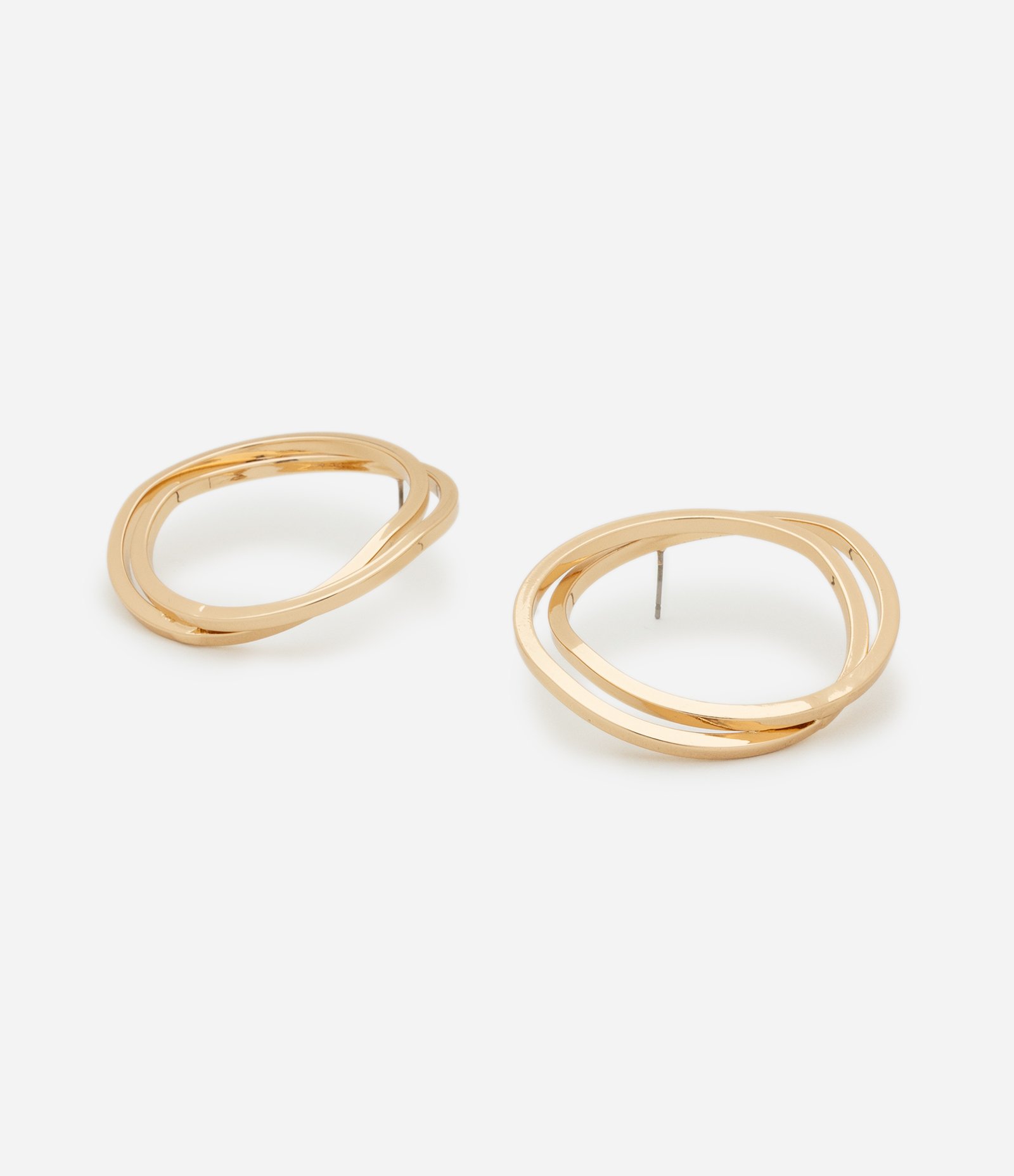 Brinco Botão em Metal com Aro Duplo Dourado 2