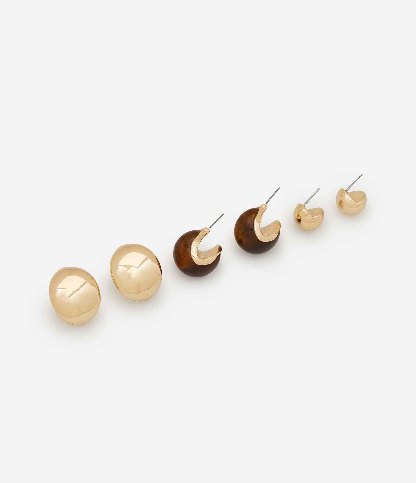 Kit 03 Argolas com Detalhes em Resina Dourado 1