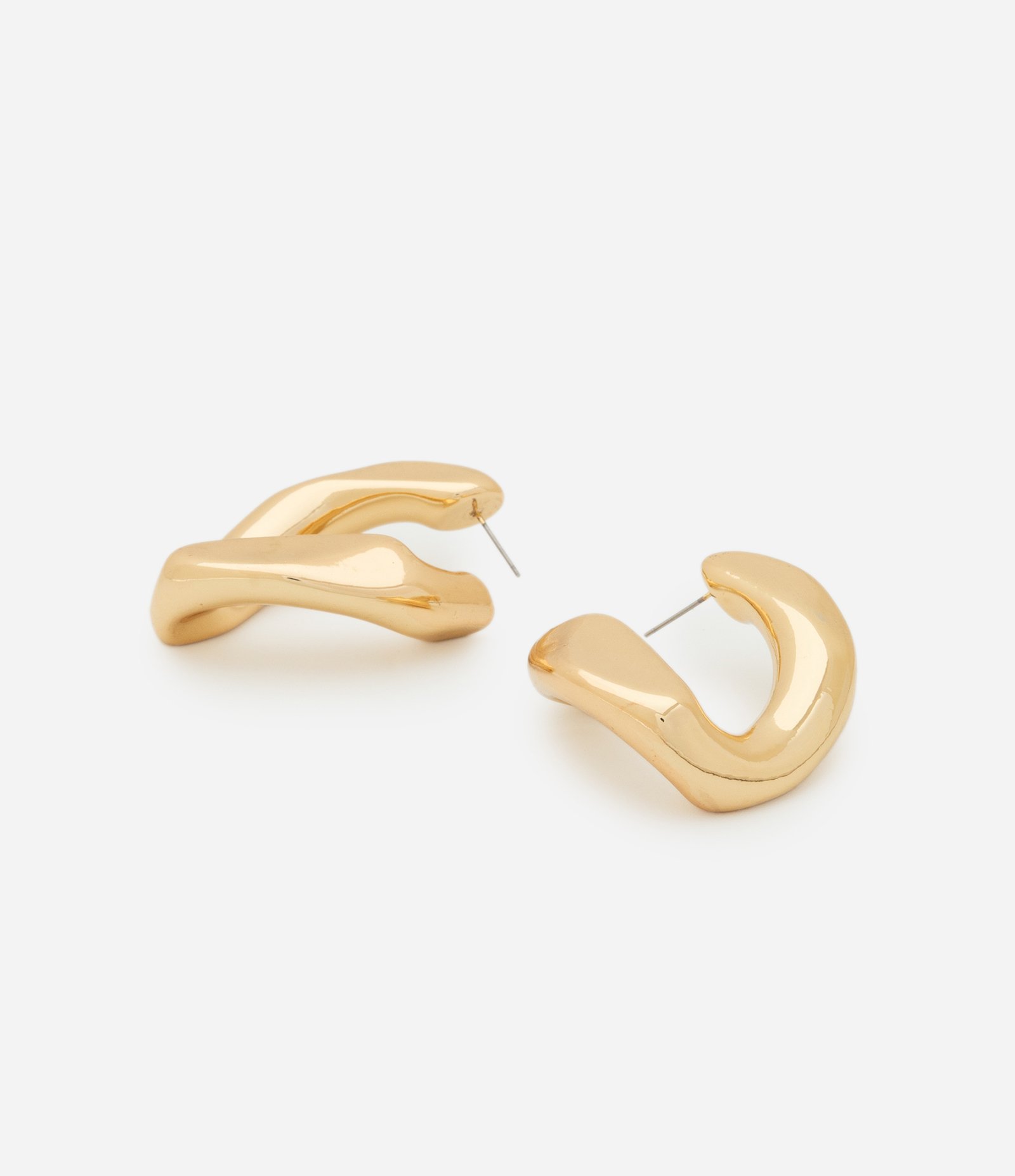 Brinco Argola com Forma Orgânica Dourado 3