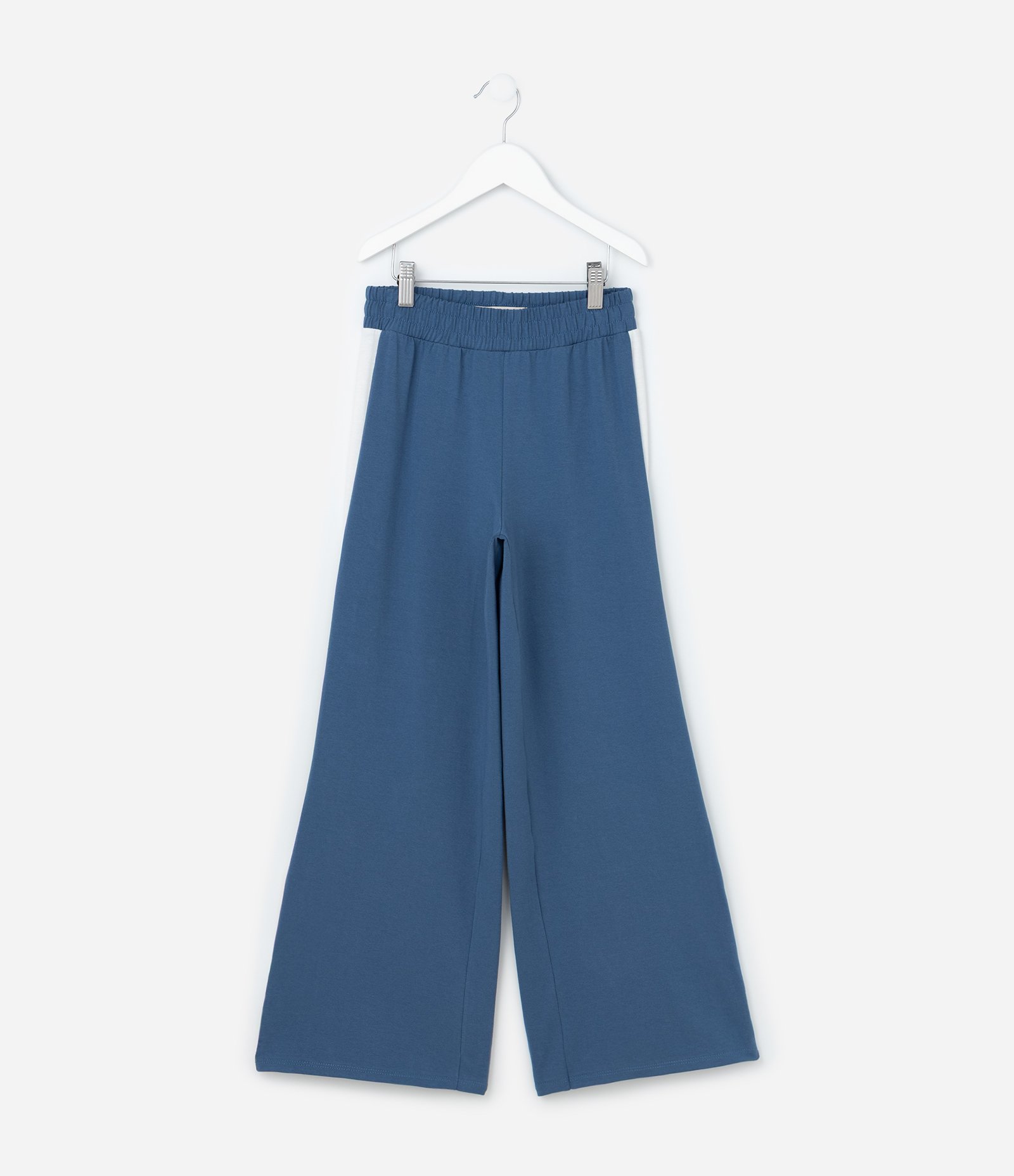 Calça Wide Leg Infantil com Listra Lateral - Tam 5 a 14 Anos Azul 1