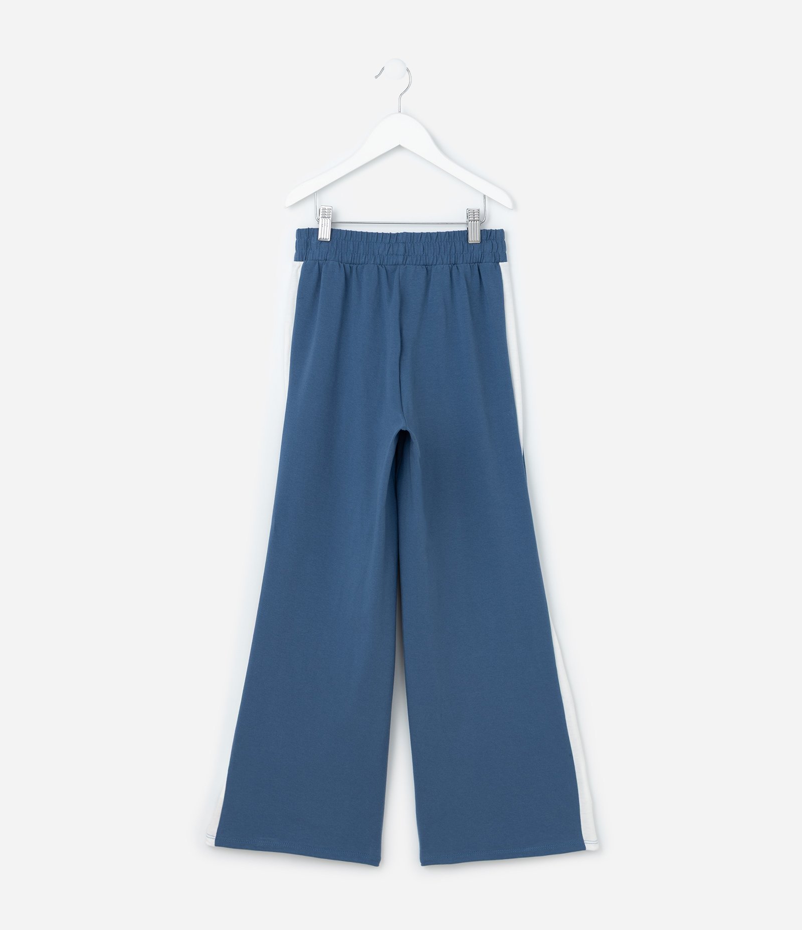 Calça Wide Leg Infantil com Listra Lateral - Tam 5 a 14 Anos Azul 2