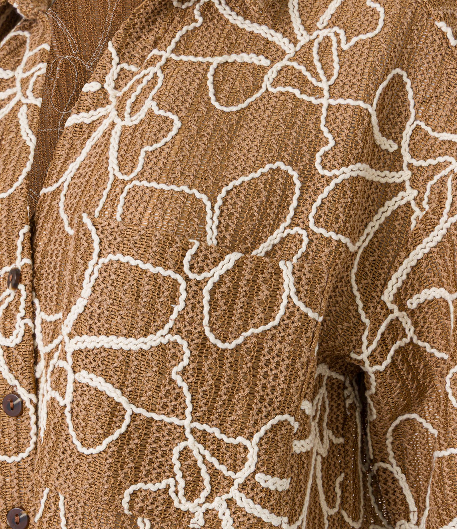 Camisa Texturizada em Renda com Cordas Aplicadas Caramelo 7