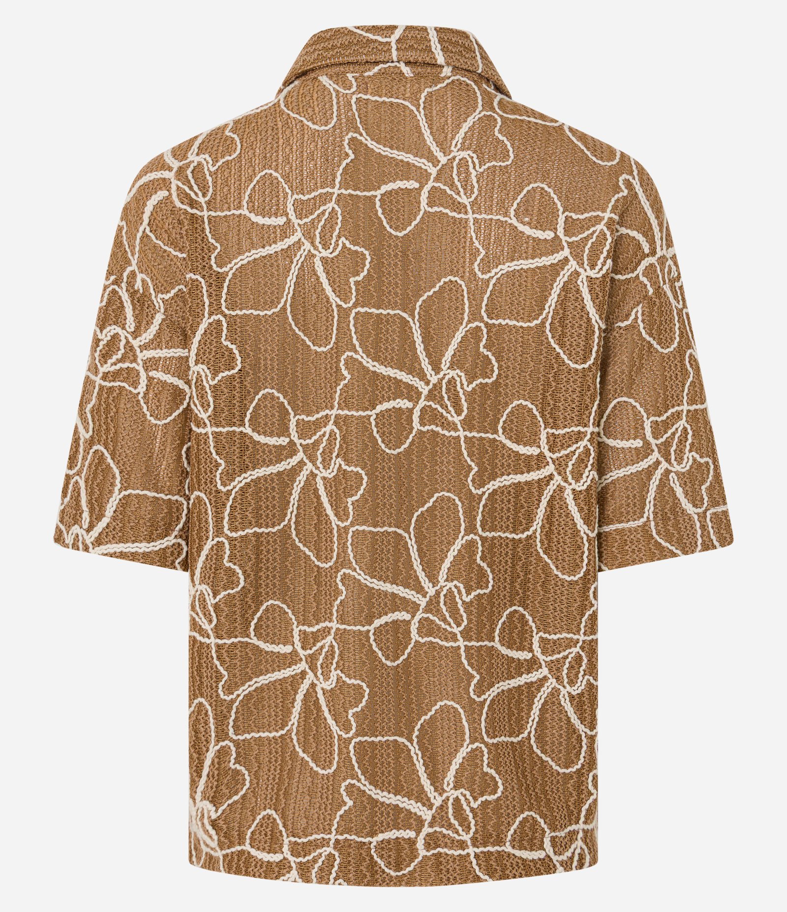 Camisa Texturizada em Renda com Cordas Aplicadas Caramelo 8