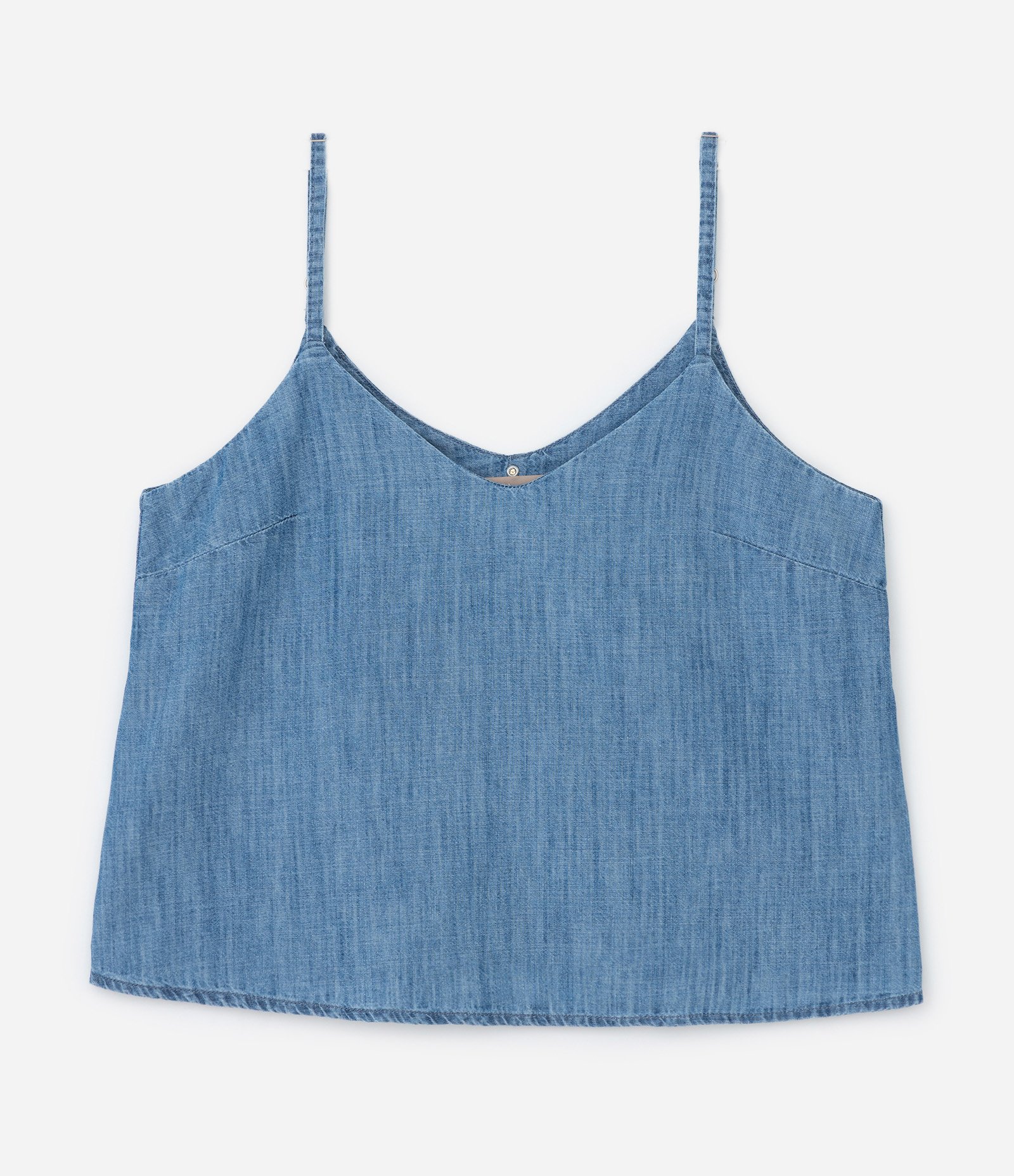 Blusa em Jeans com Alça Fina Ajustável Curve & Plus Size Azul 4