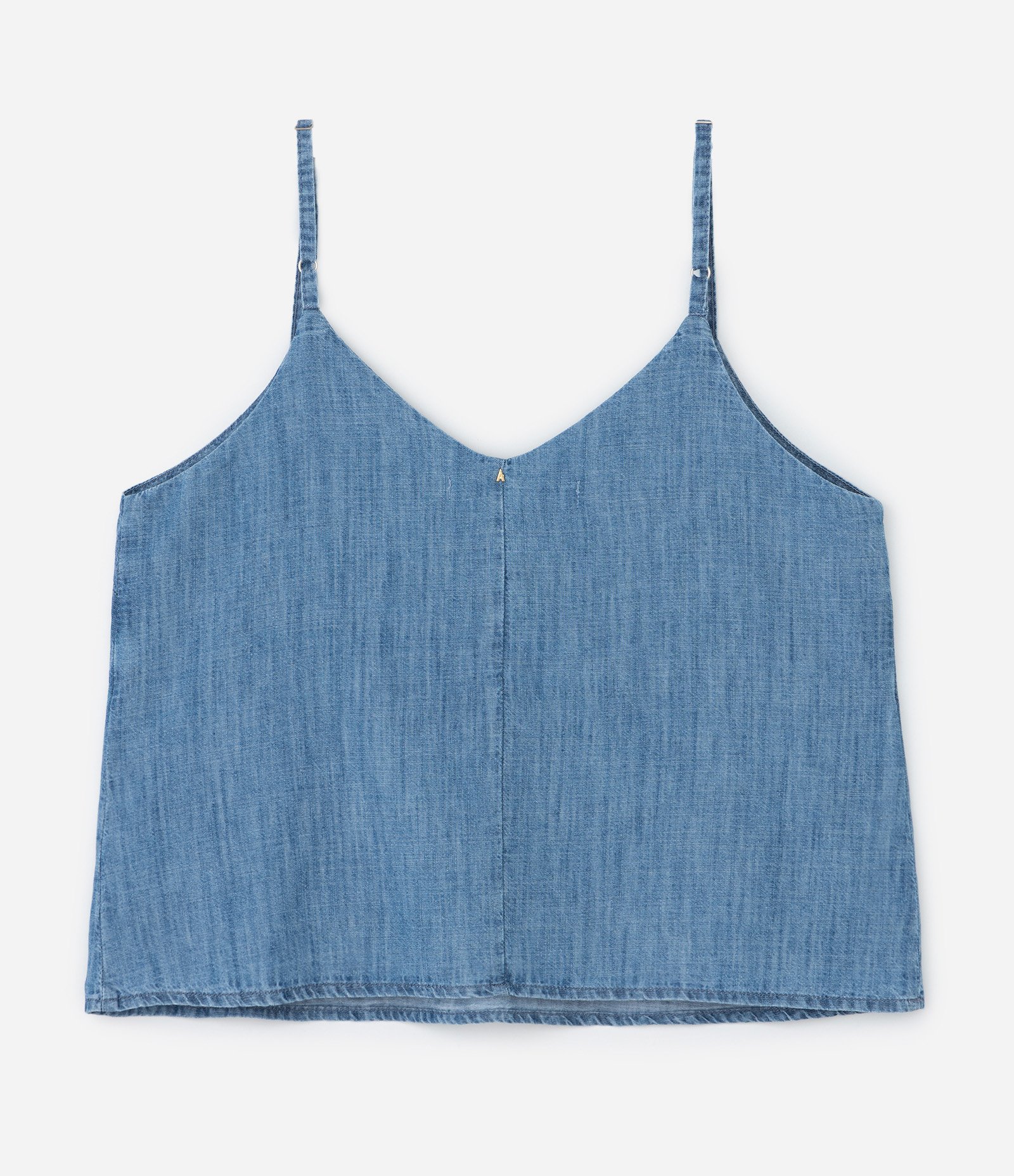 Blusa em Jeans com Alça Fina Ajustável Curve & Plus Size Azul 5