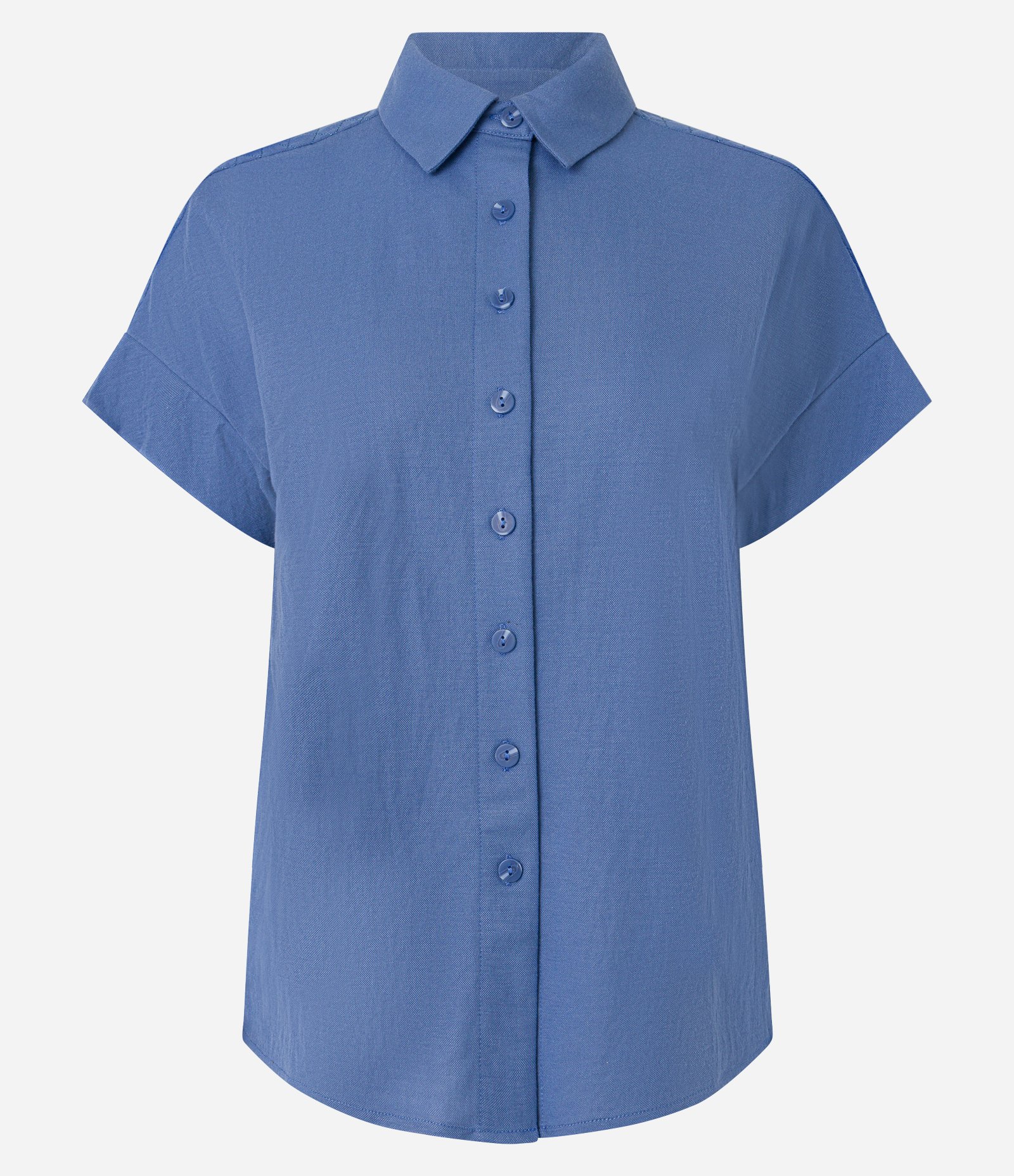 Camisa Texturizada em Orly com Recorte na Manga Azul 5
