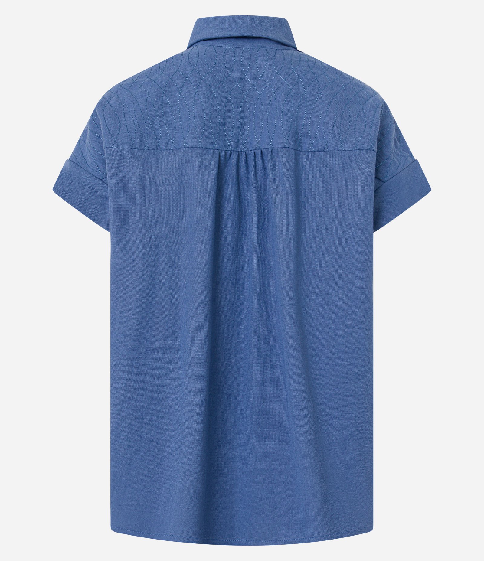 Camisa Texturizada em Orly com Recorte na Manga Azul 6