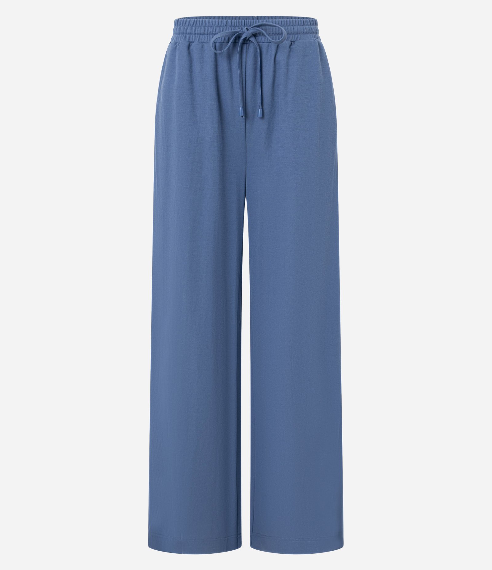 Calça Reta em Orly com Elástico e Amarração no Cós Azul 5