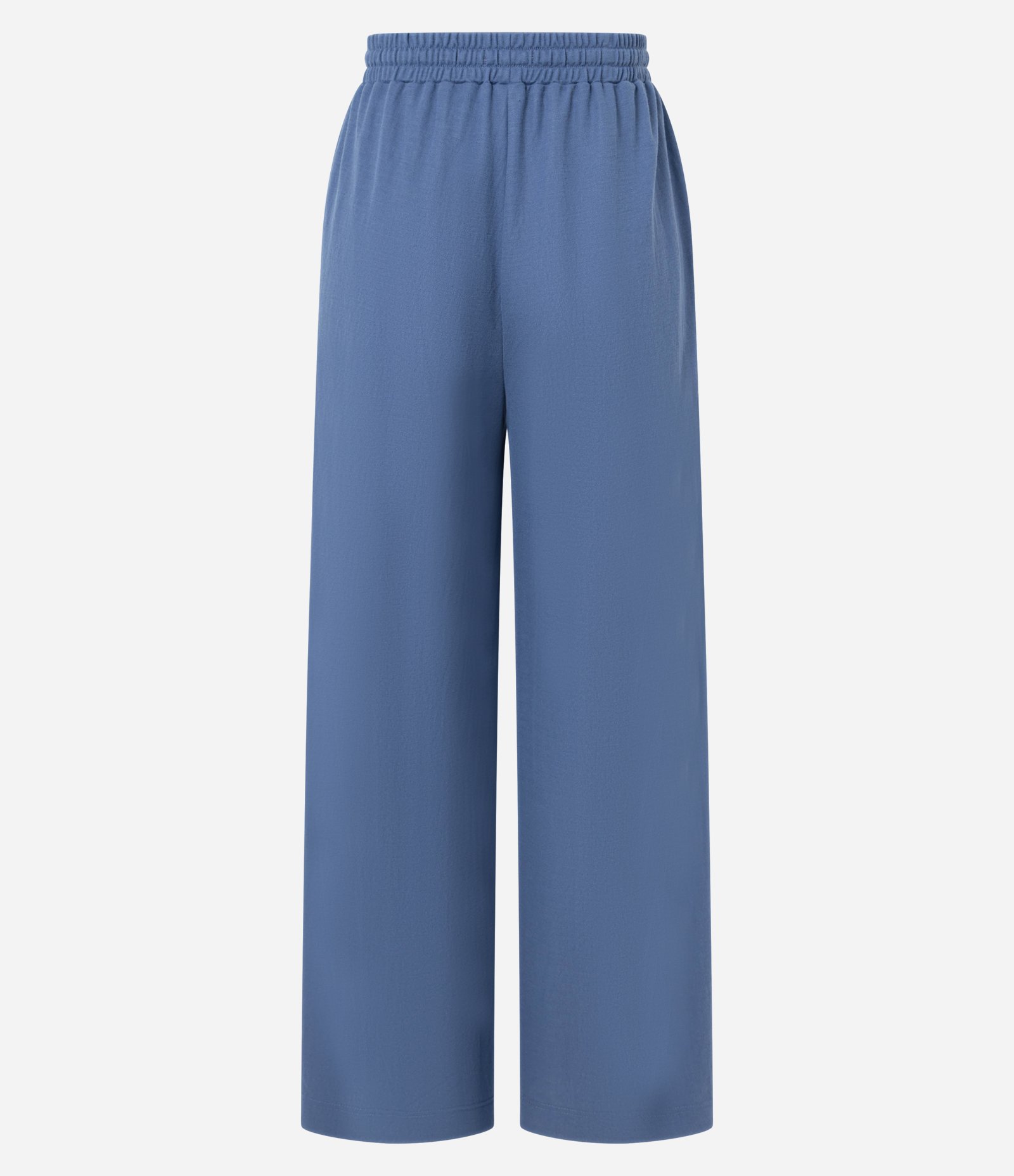 Calça Reta em Orly com Elástico e Amarração no Cós Azul 6