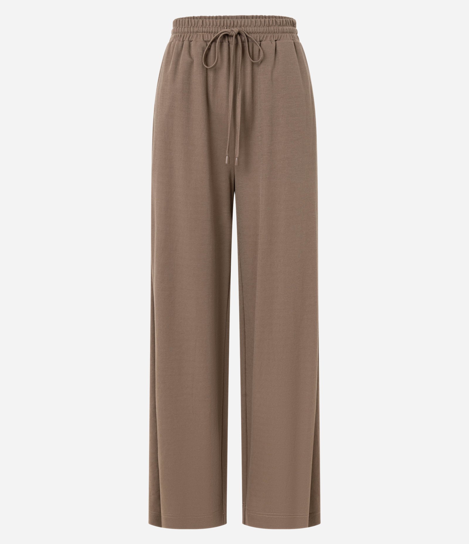 Calça Reta em Orly com Elástico e Amarração no Cós Marrom 5