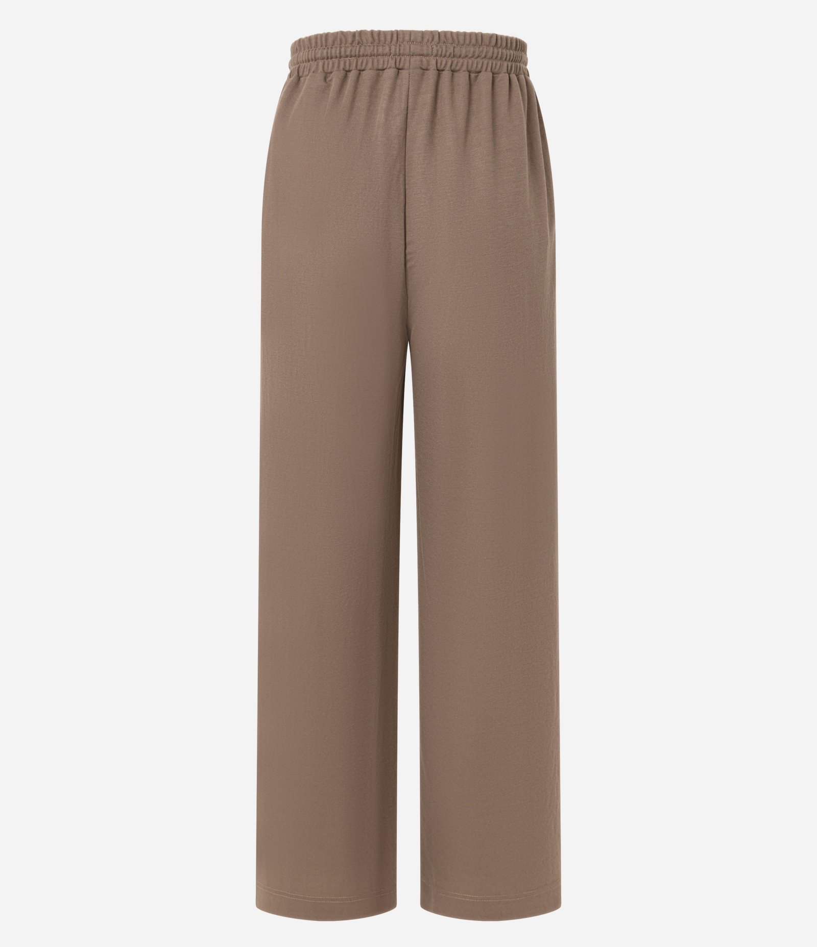 Calça Reta em Orly com Elástico e Amarração no Cós Marrom 6