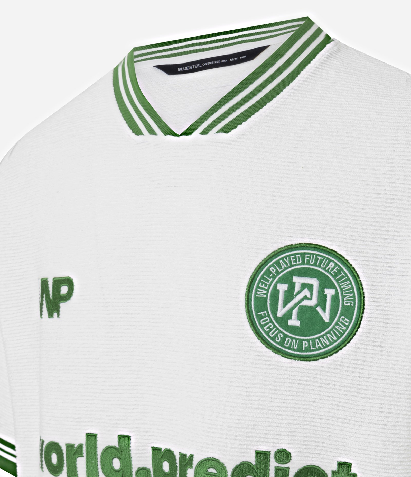 Camiseta Oversized Esportiva Texturizado com Patch e bordados Branco 8