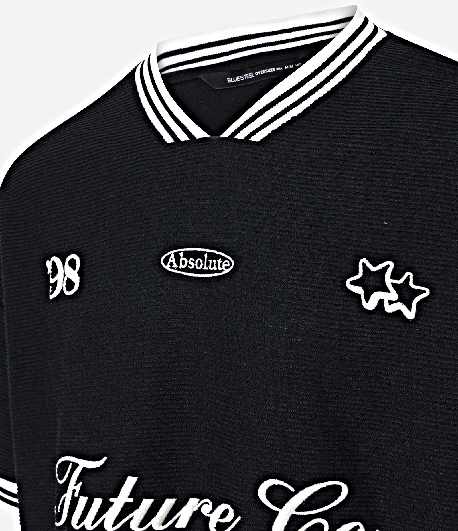 Camiseta Oversized Esportiva Texturizado com
Patch e Bordados Preto 7