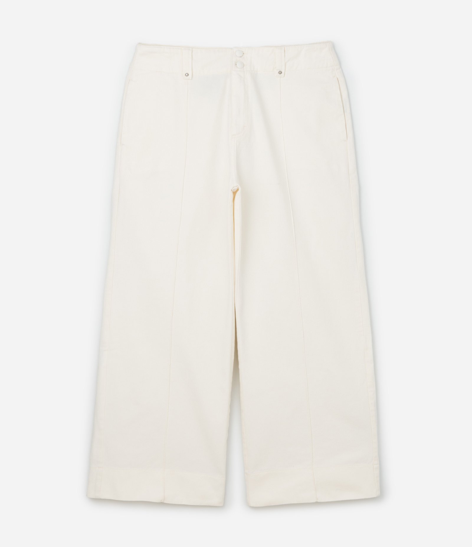 Calça Reta em Jeans com Cós Alfaiataria e Botão Forrado Curve & Plus Size Off White 5