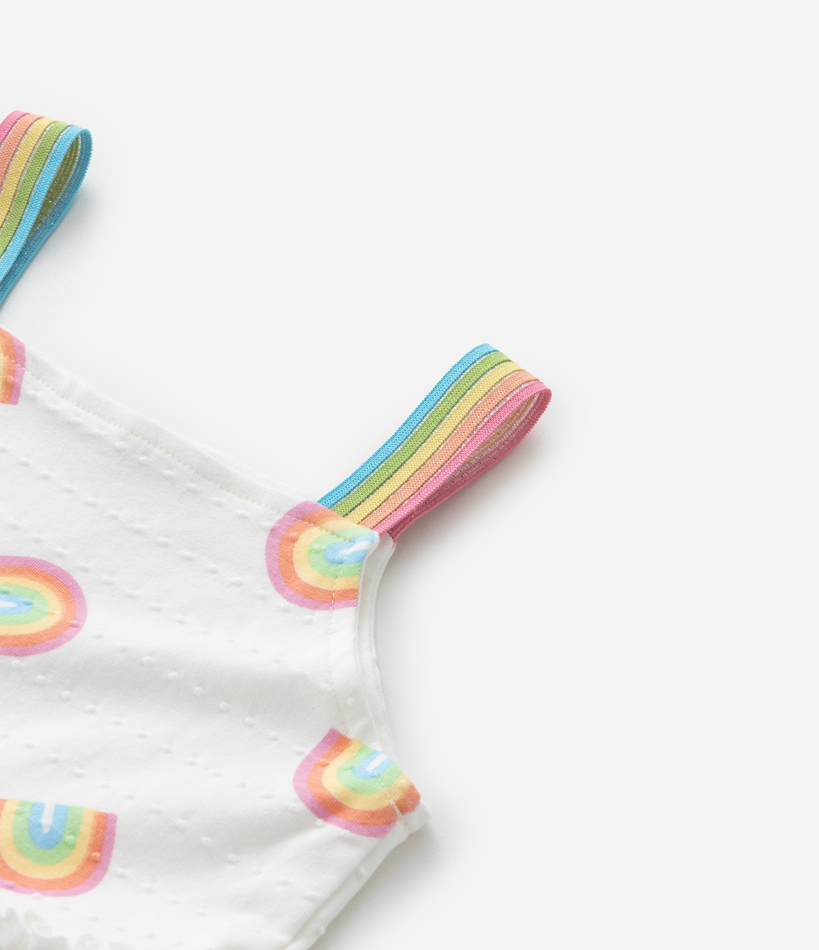 Vestido Alcinha Infantil Estampado de Arco-Íris Texturizado - Tam 1 a 6 Anos Branco 5