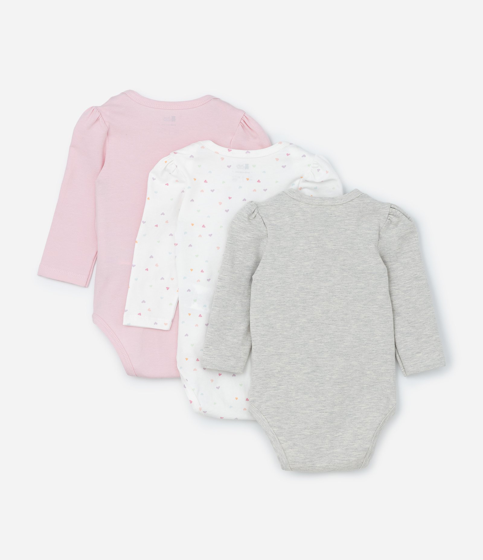 Kit 03 Bodies Infantis com Estampa Urso e Flores - Tam RN a 18 meses Rosa/Branco/Cinza 2