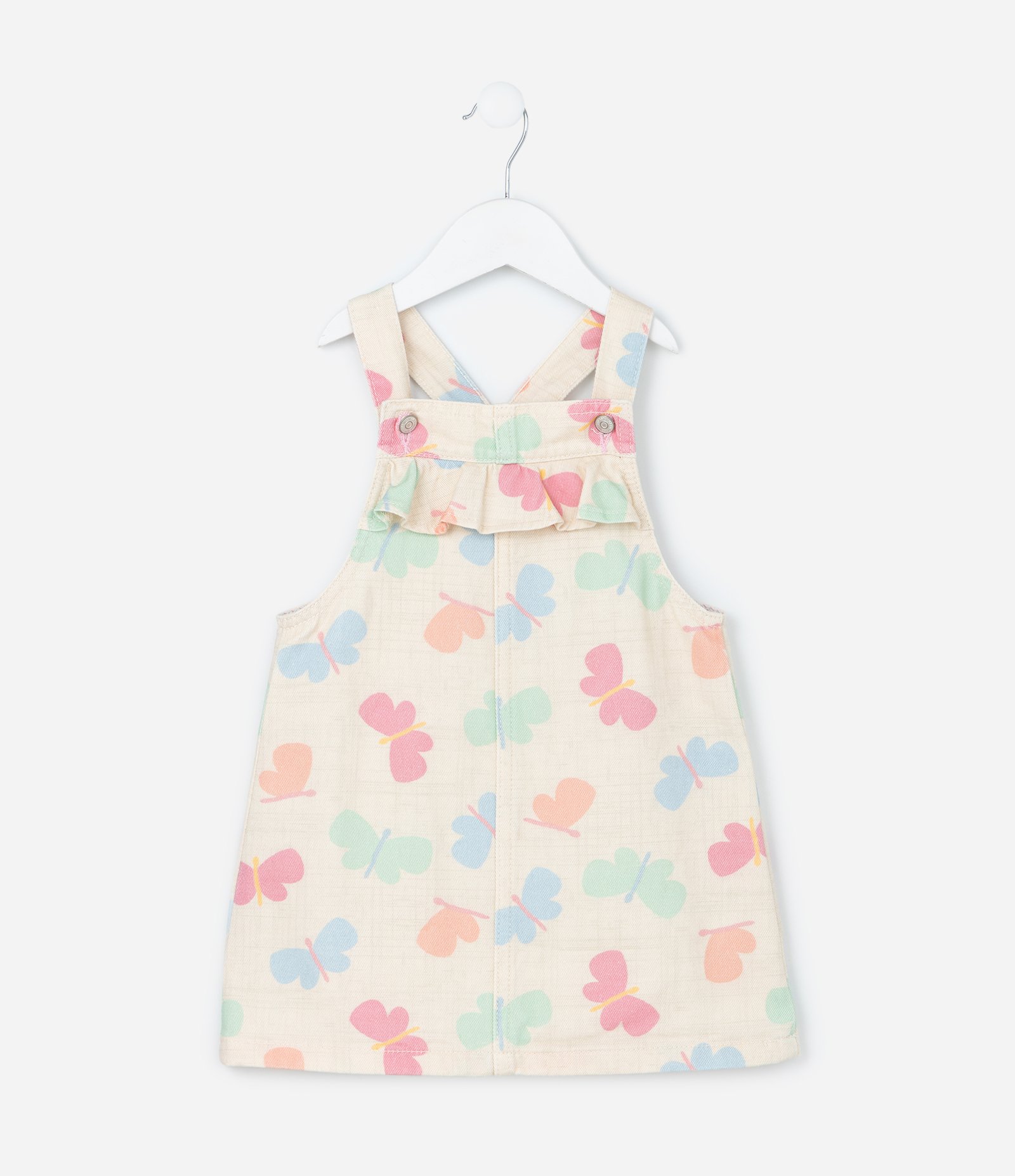 Salopete Infantil em Sarja Borboleta com Estampa de Borboletas 1 a 6 Anos Bege 2