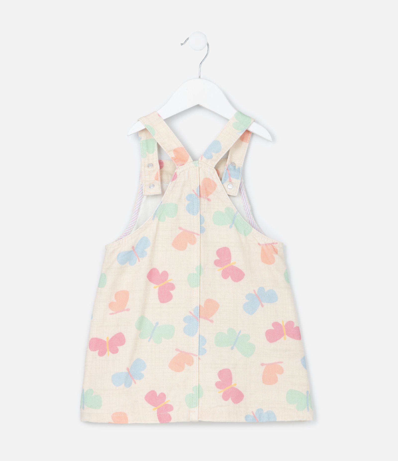 Salopete Infantil em Sarja Borboleta com Estampa de Borboletas 1 a 6 Anos Bege 3