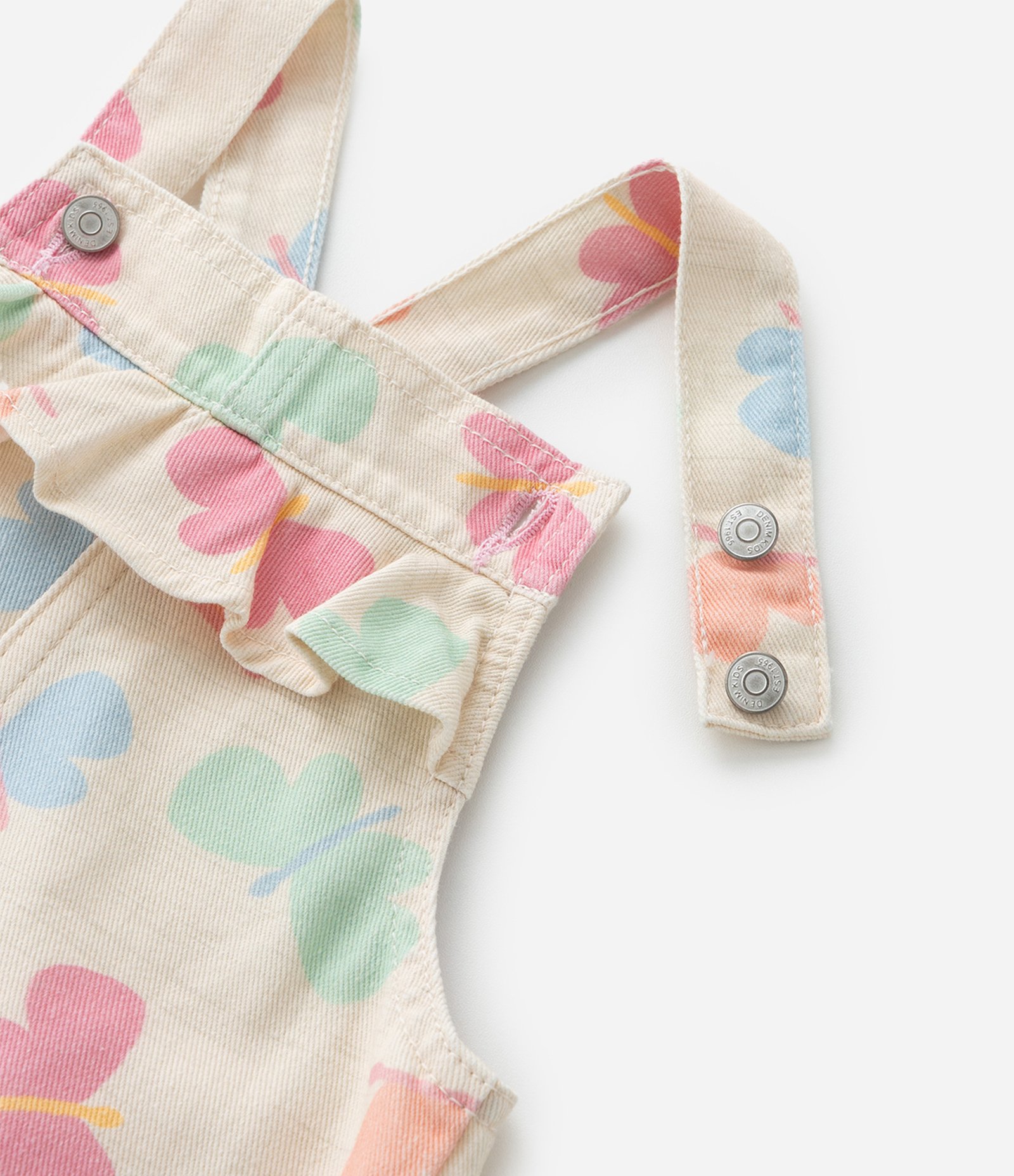 Salopete Infantil em Sarja Borboleta com Estampa de Borboletas 1 a 6 Anos Bege 6