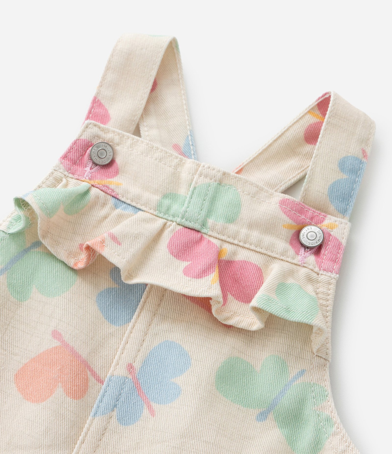 Salopete Infantil em Sarja Borboleta com Estampa de Borboletas 1 a 6 Anos Bege 7