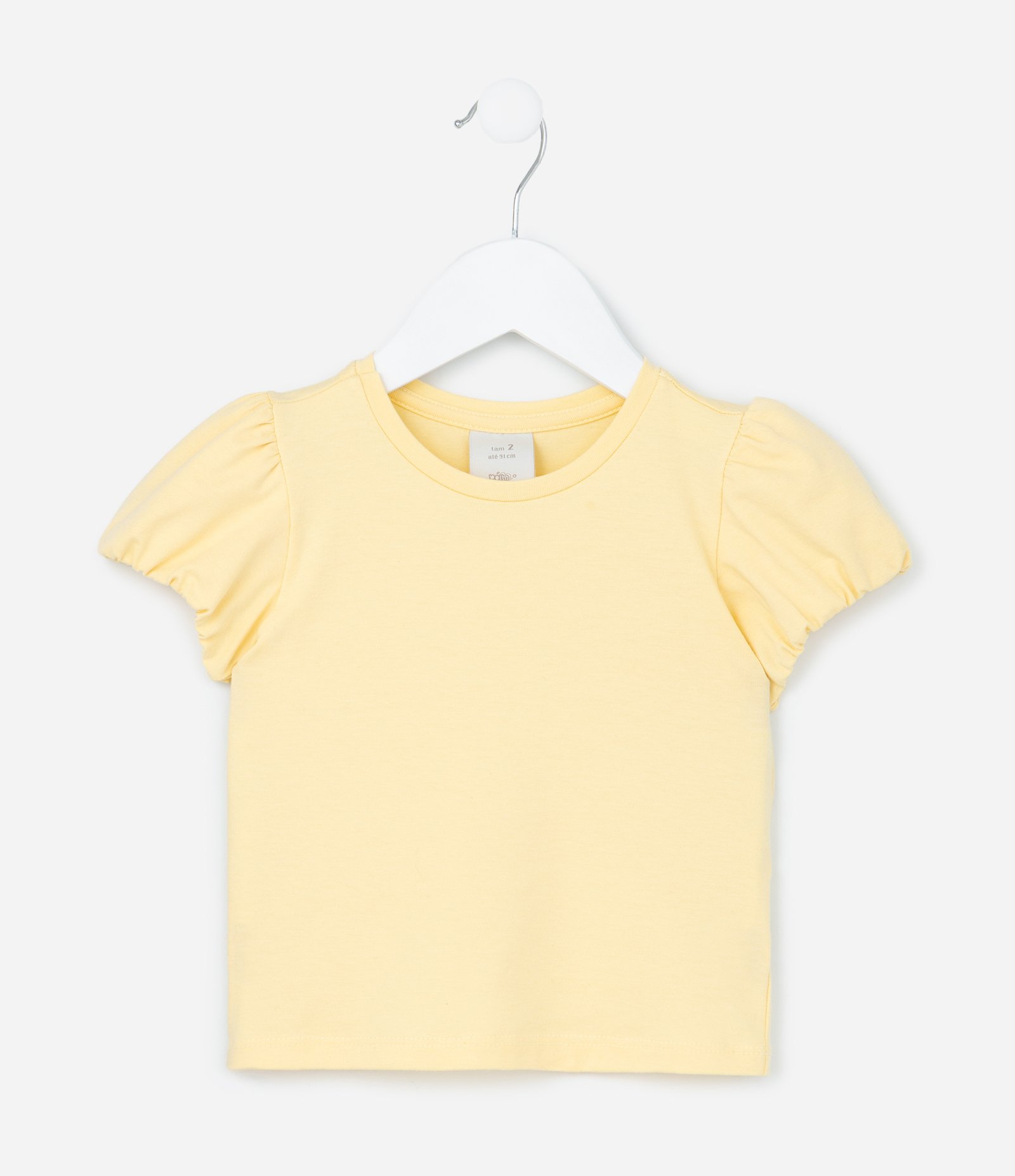 Blusa Infantil com Manguinha Bufante - Tam 1 a 6 Anos Amarelo 2