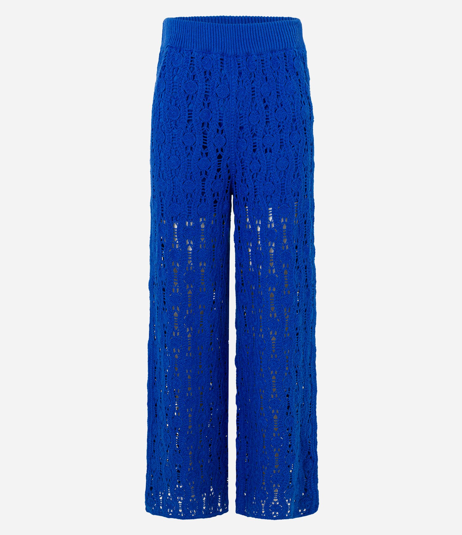 Calça Reta em Tricô Texturizada Azul 7