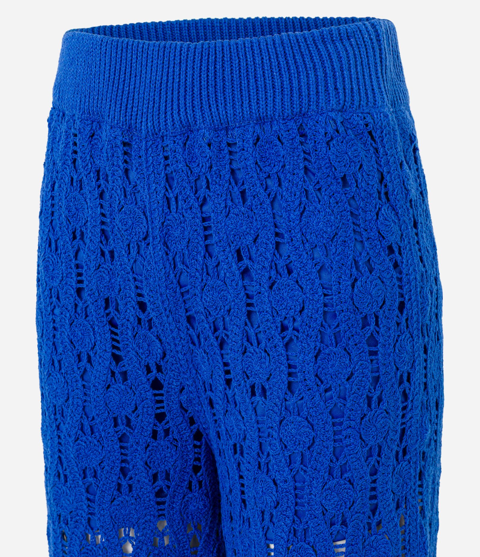 Calça Reta em Tricô Texturizada Azul 8