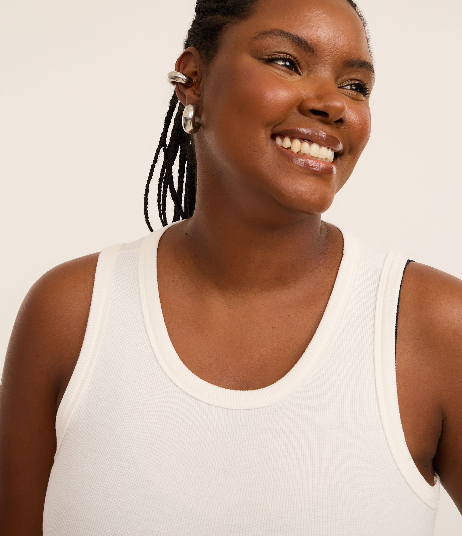 Blusa Regata Canelada em Ribana Curve & Plus Size Off White 2