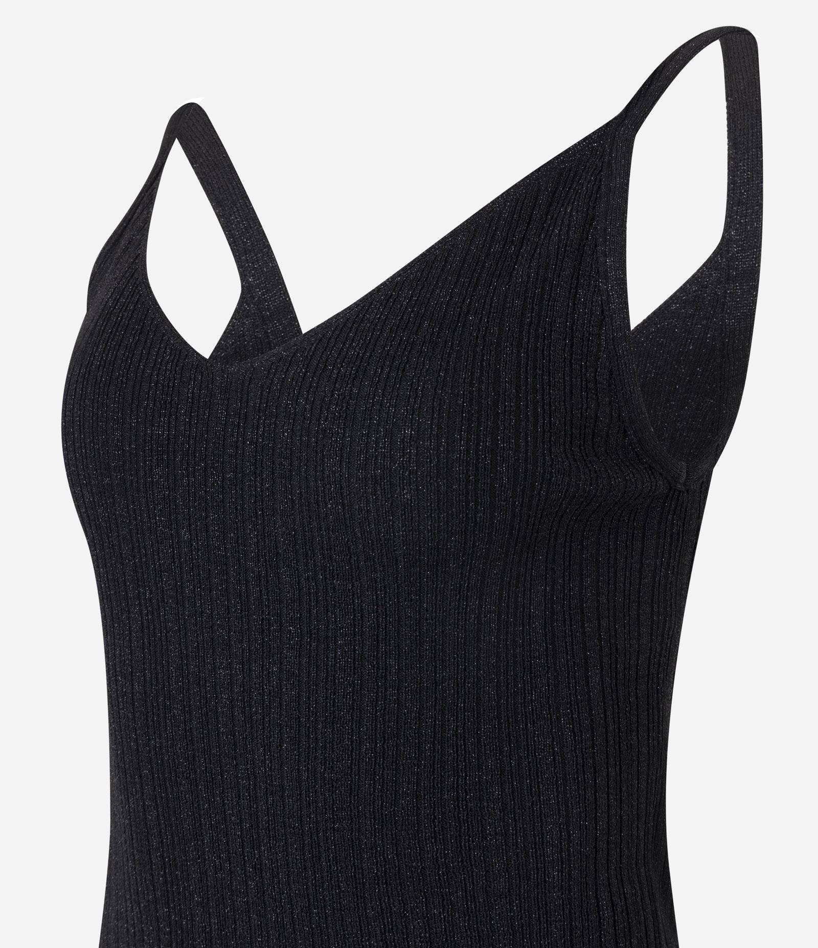 Blusa sem Manga em Tricô Canelado com Fio Metalizado Preto 6