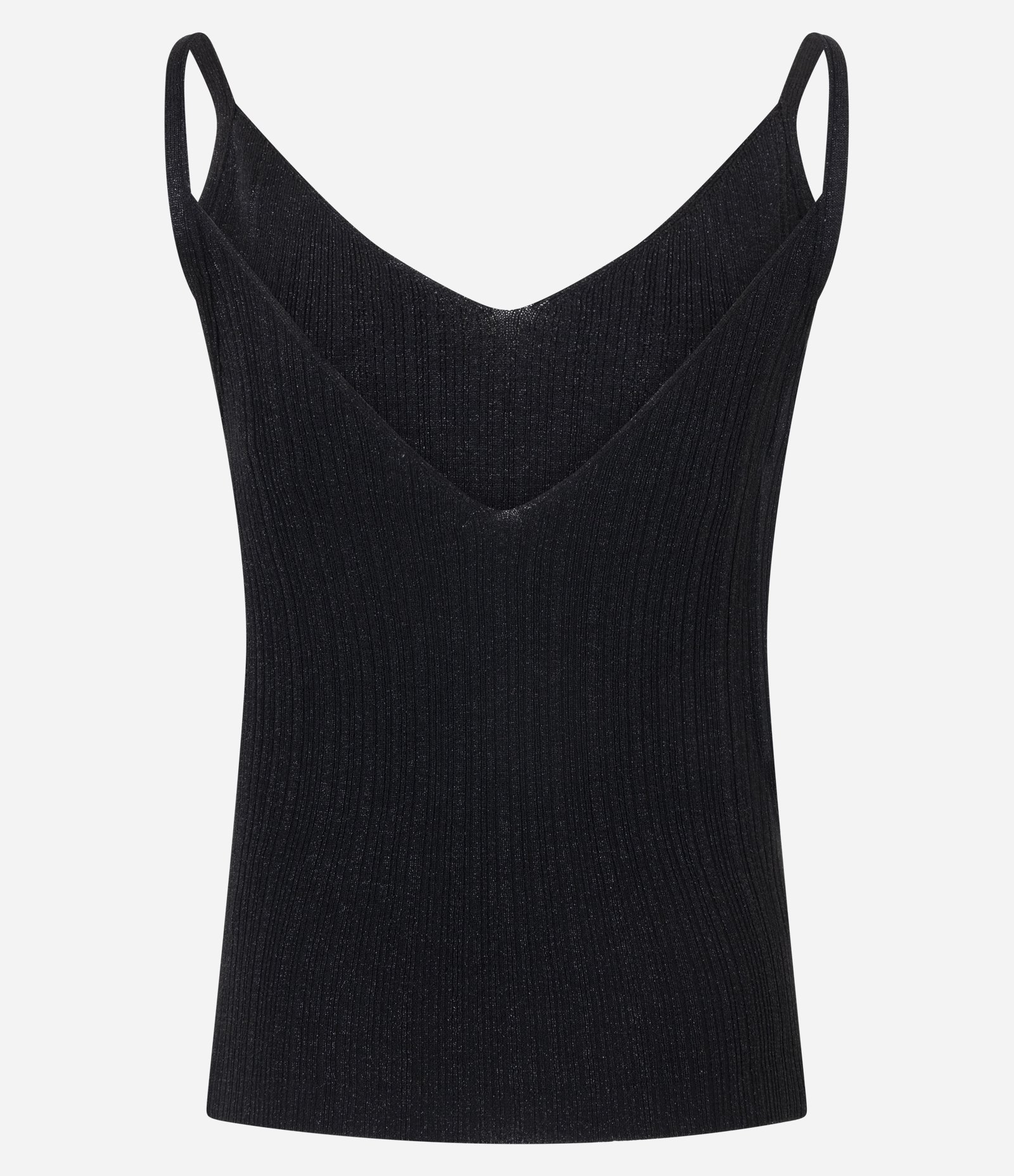 Blusa sem Manga em Tricô Canelado com Fio Metalizado Preto 7