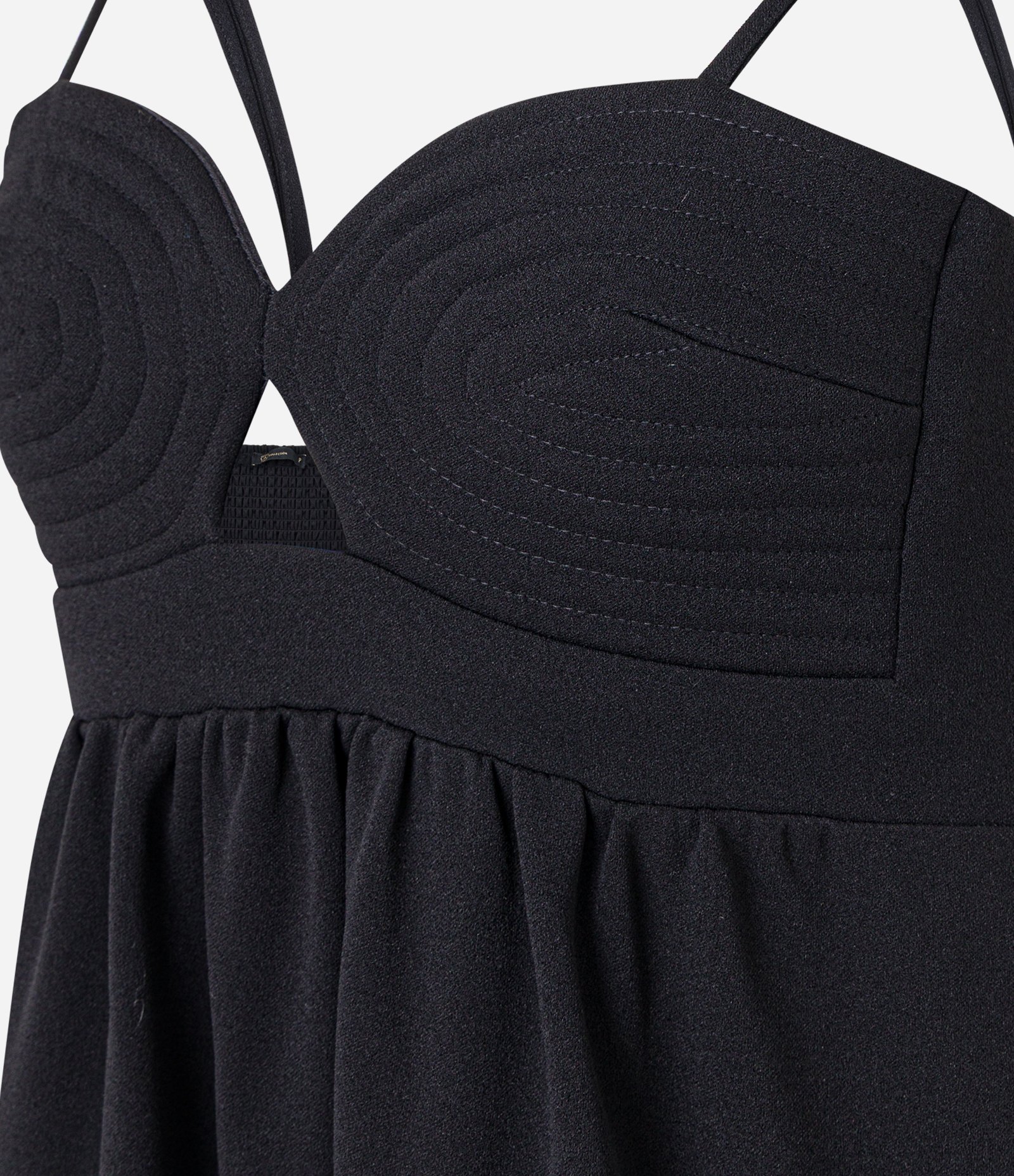 Vestido Long Midi em Crepe com Costura Aparente no Busto Preto 6