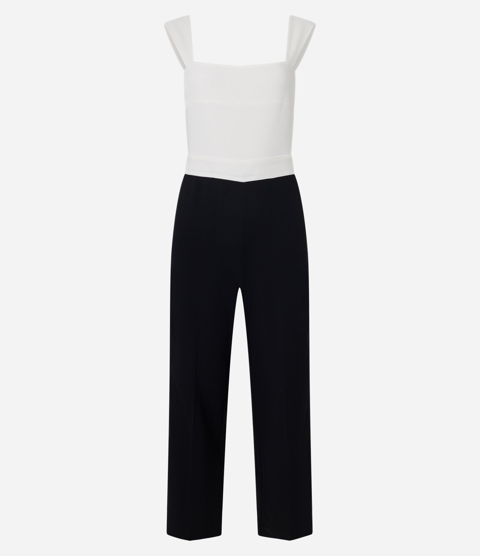 Macacão em Crepe com Decote Quadrado e Alça Larga Preto/Branco 5