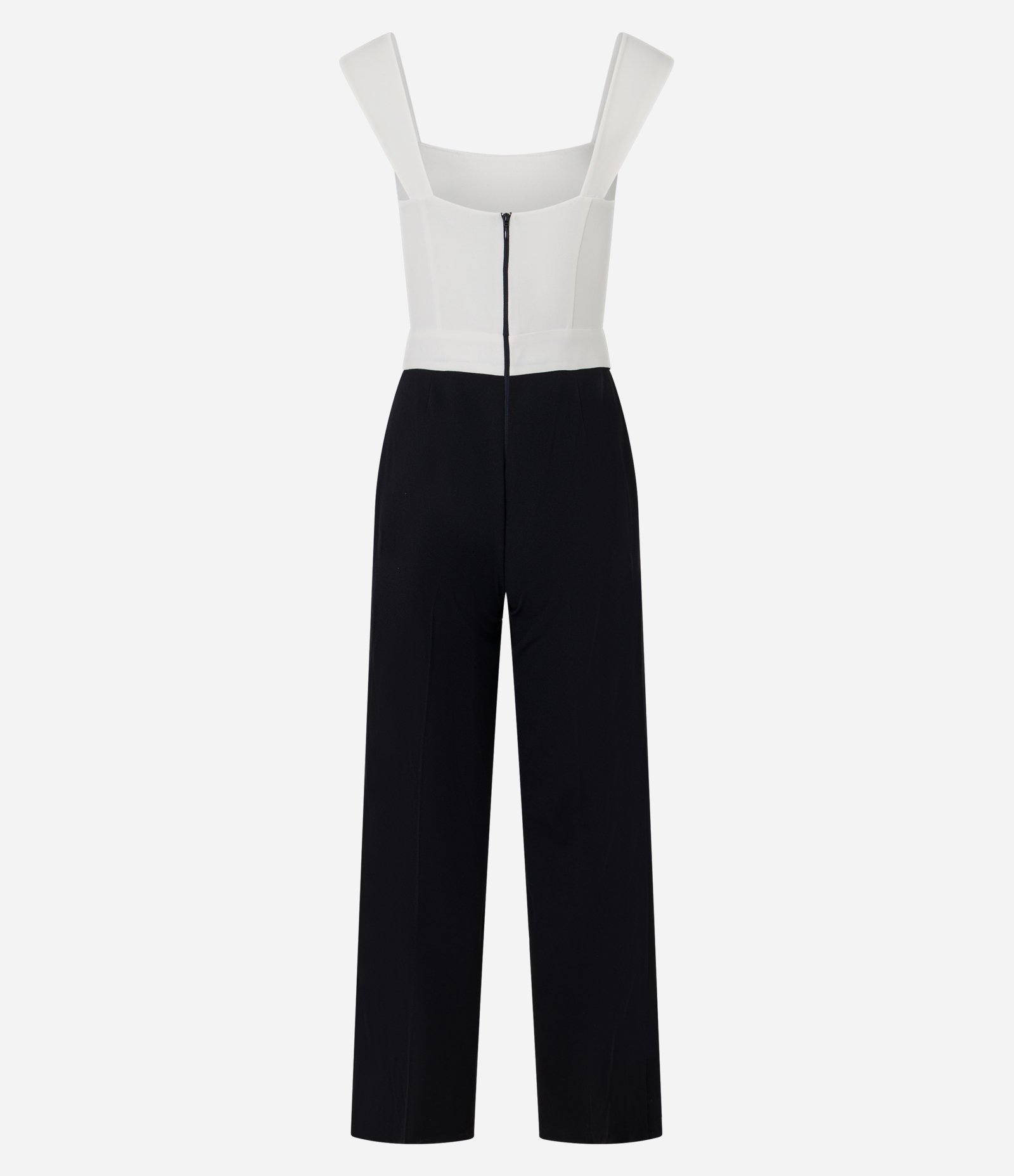 Macacão em Crepe com Decote Quadrado e Alça Larga Preto/Branco 6